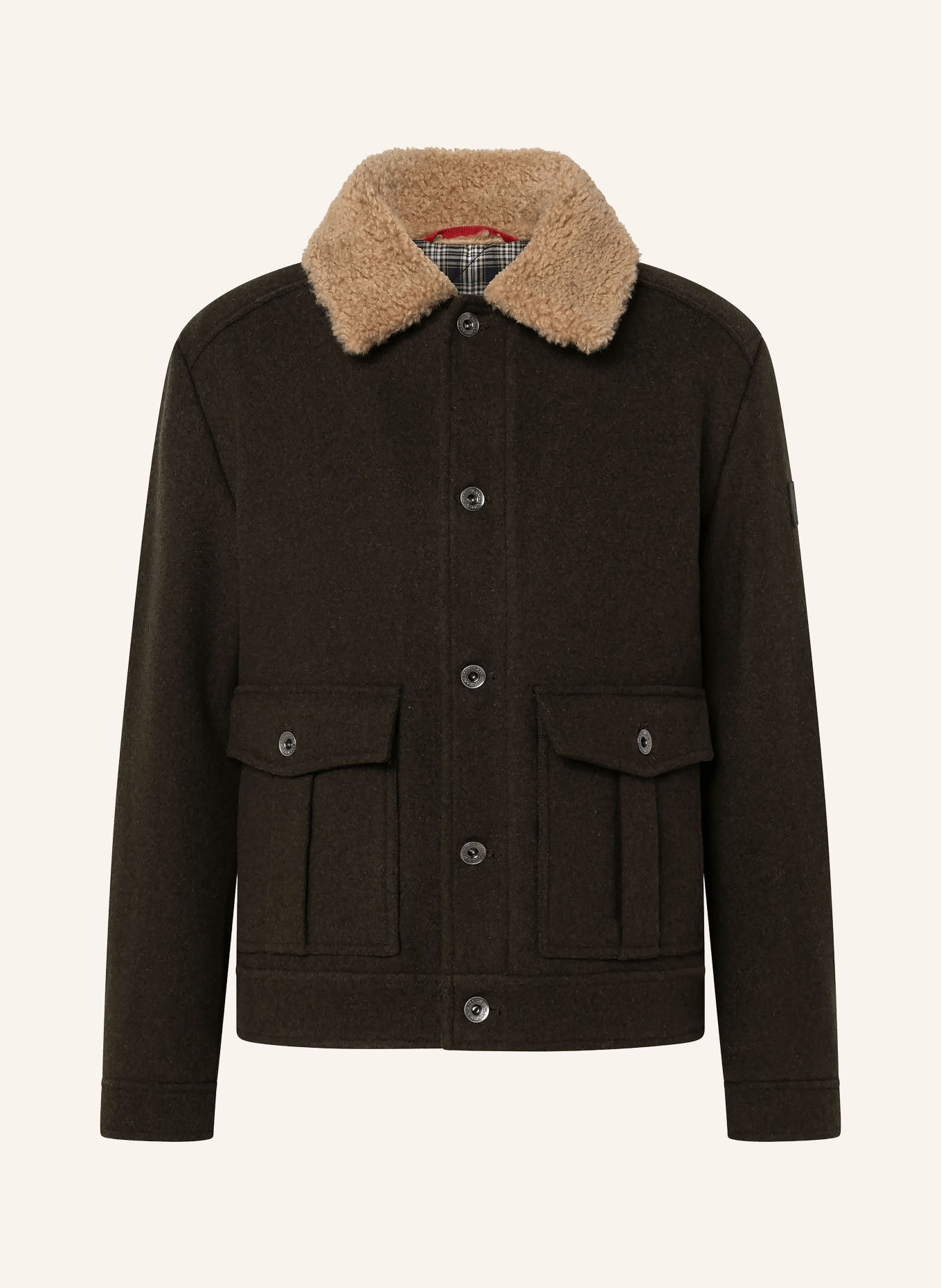 JOOP! JEANS NEAL-jas met kunstbont: DONKERGROEN / BEIGE