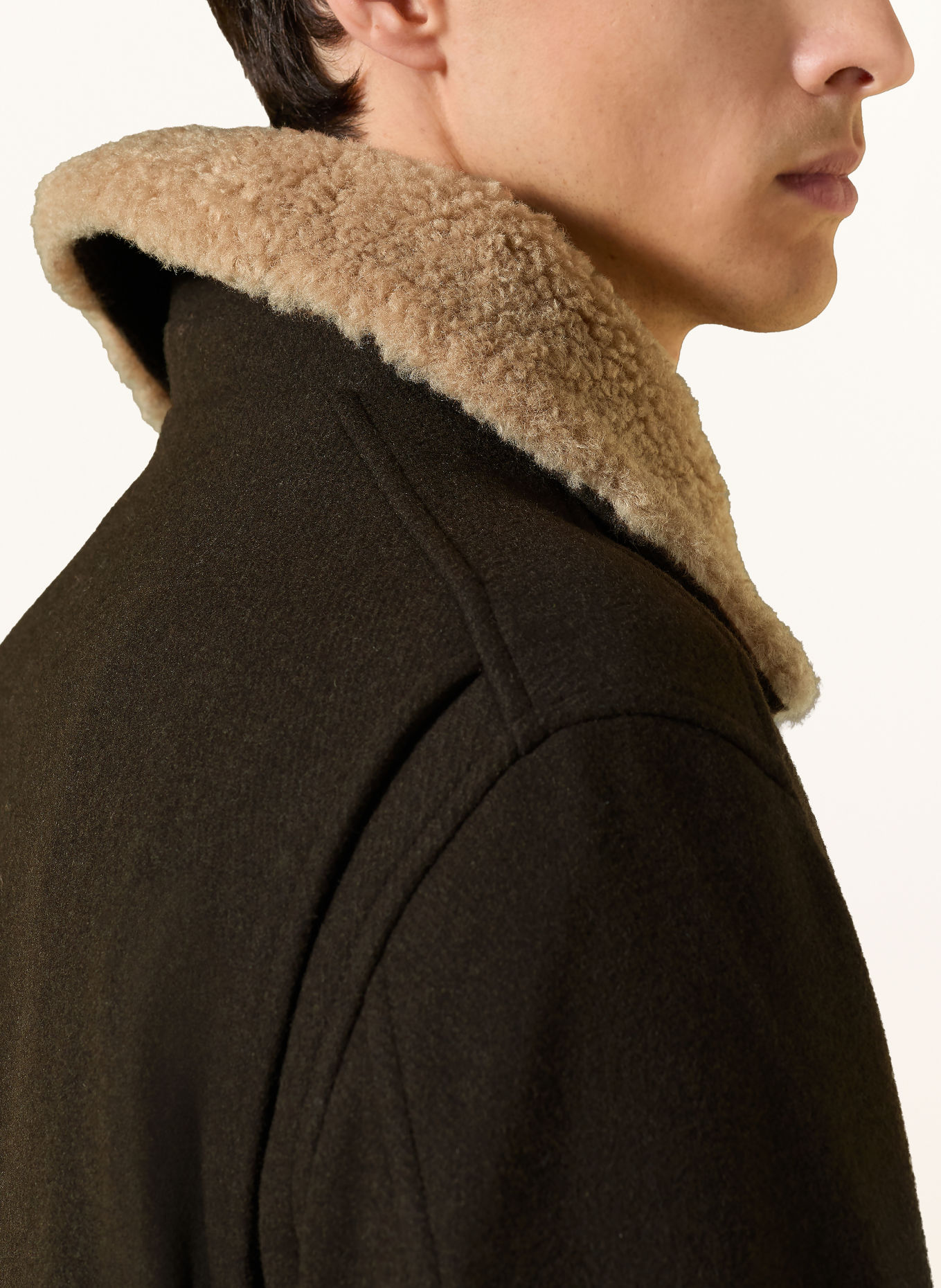 JOOP! JEANS NEAL-jas met kunstbont: DONKERGROEN / BEIGE