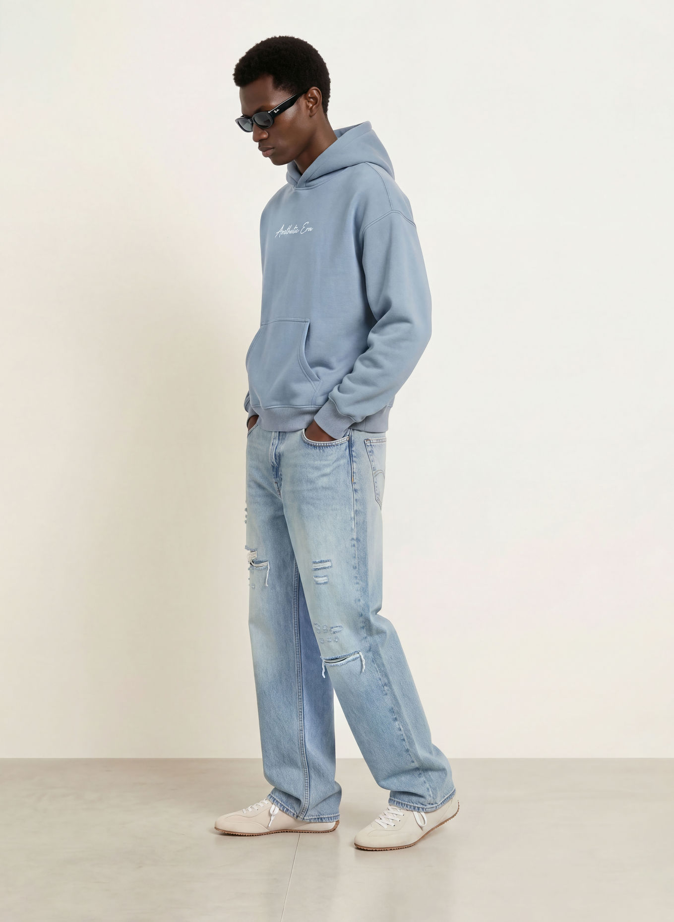 another COTTON LAB CREATIVE LAB Hoodie: BLUE GRAY