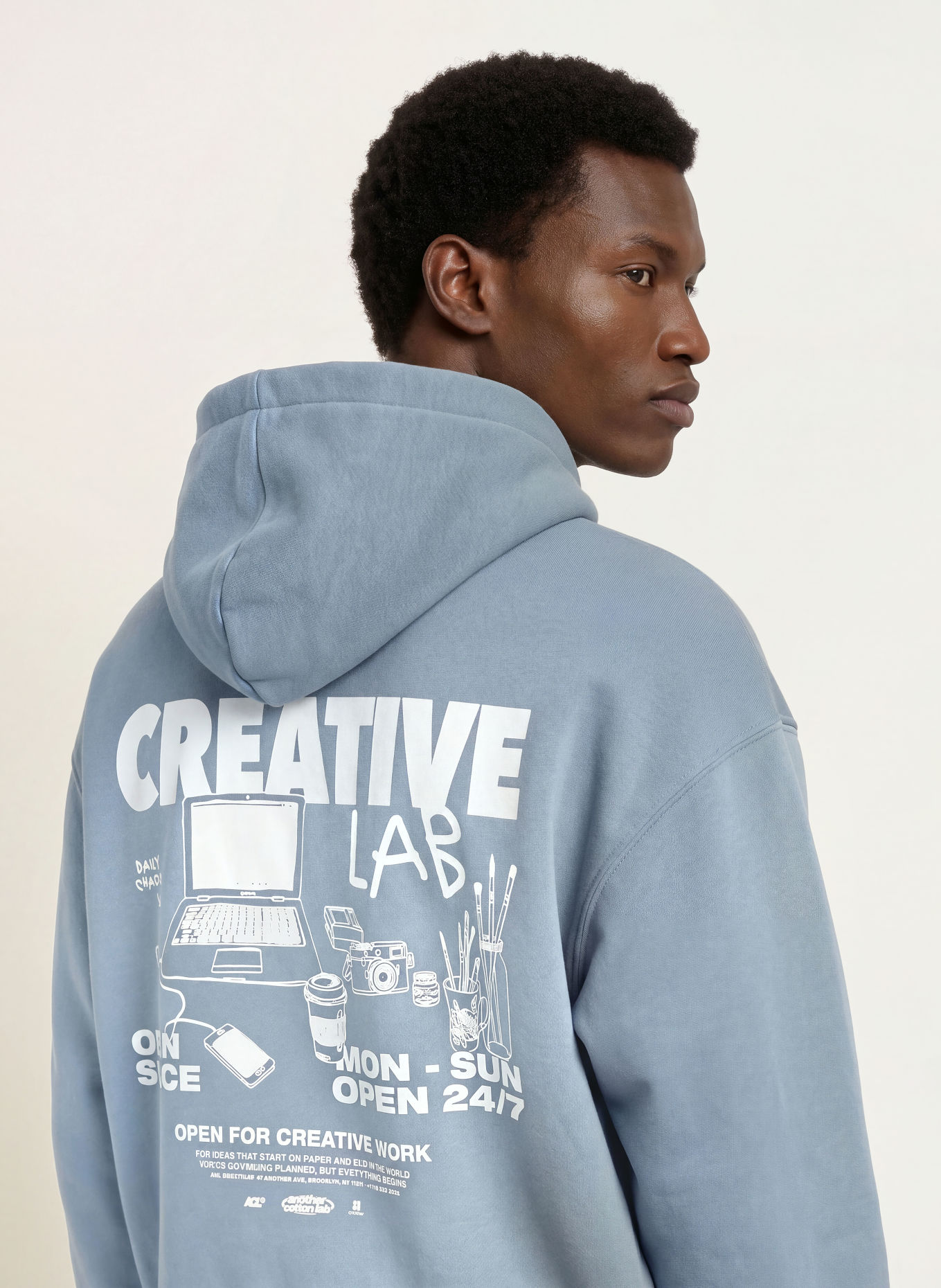 another COTTON LAB CREATIVE LAB Hoodie: BLUE GRAY