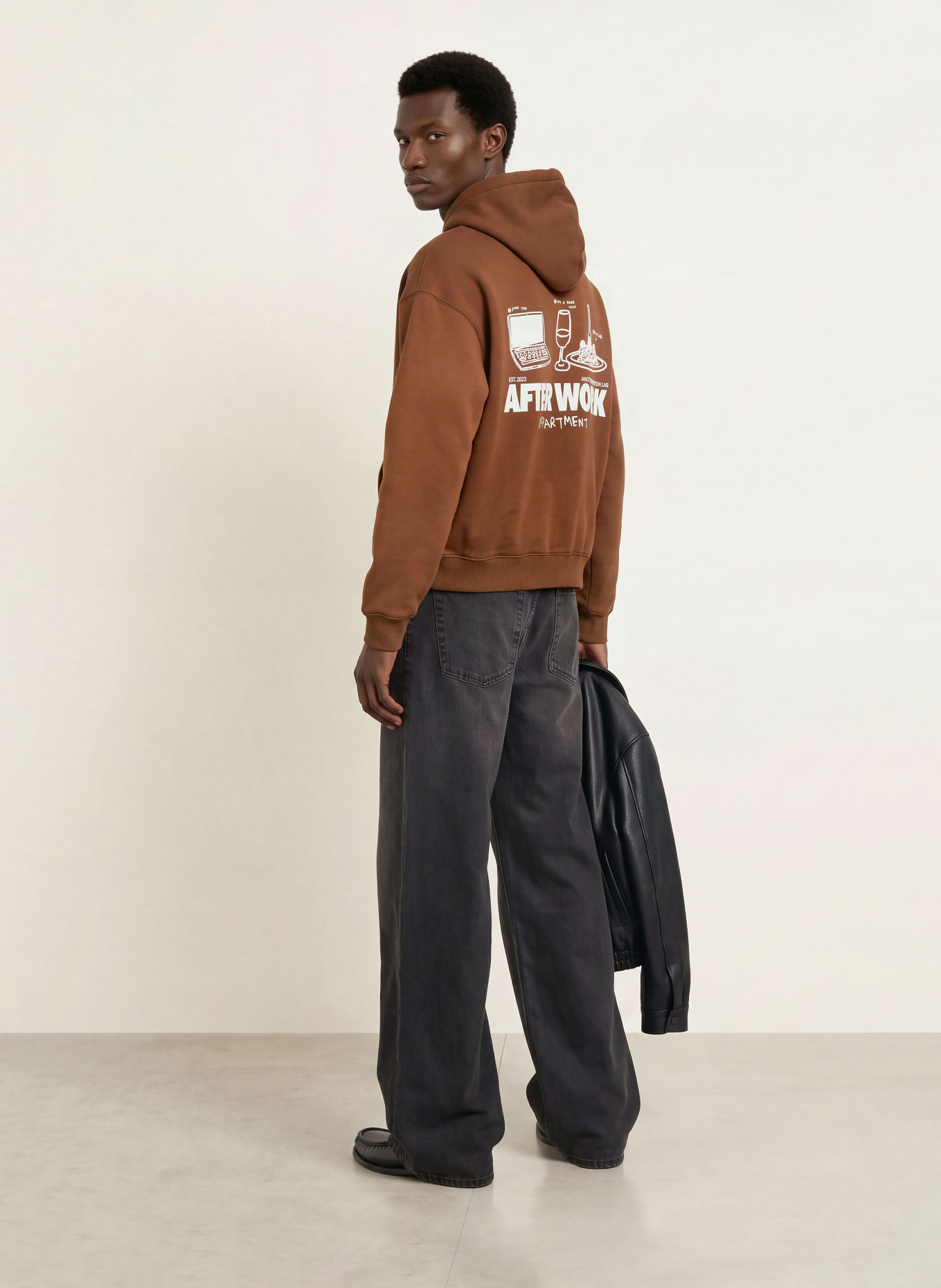 another COTTON LAB AFTERWORK Hoodie: BROWN