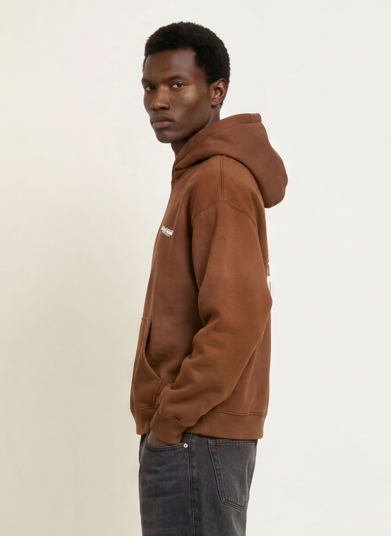 another COTTON LAB AFTERWORK Hoodie: BROWN