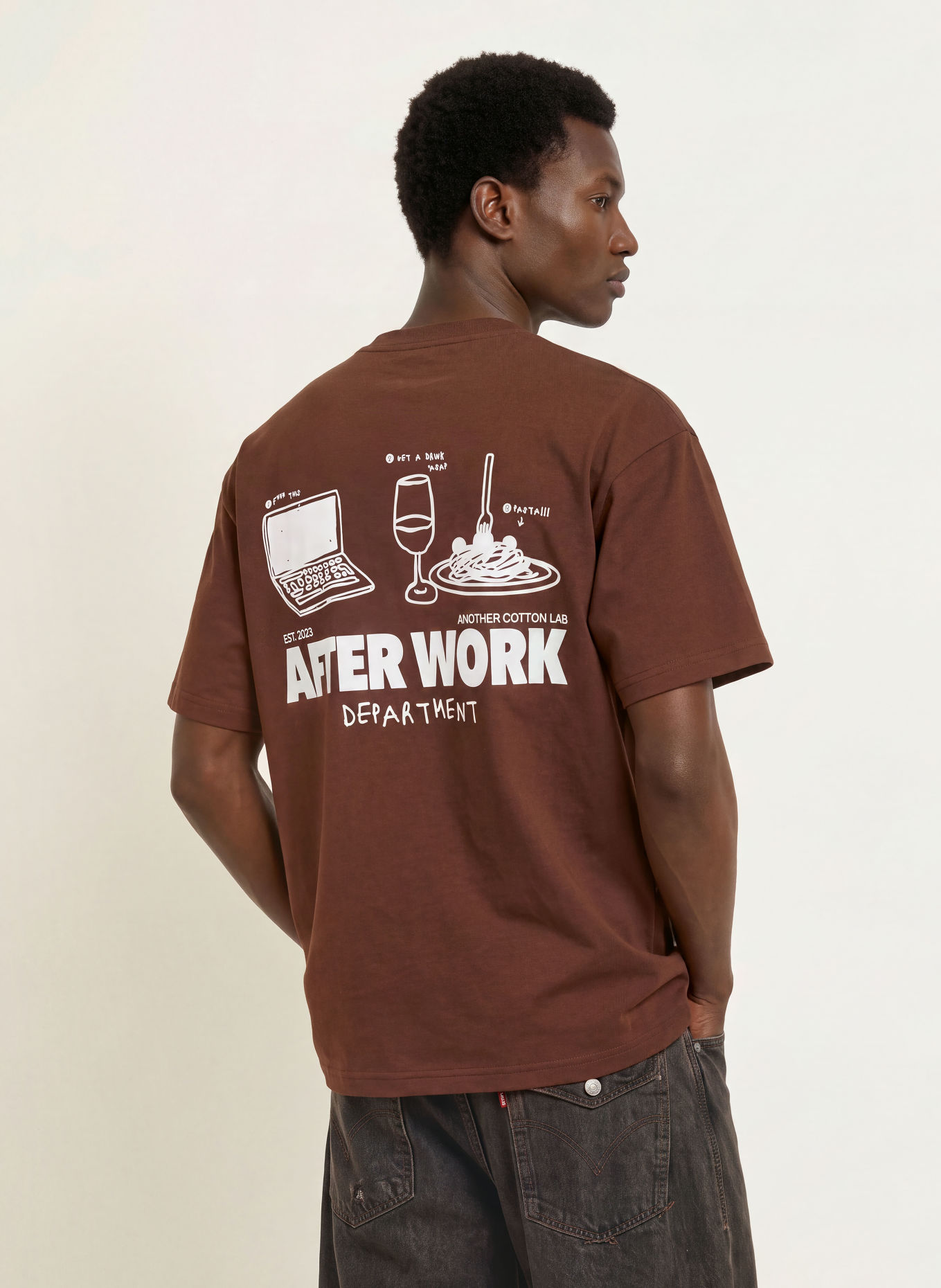 another COTTON LAB T-Shirt AFTERWORK: DUNKELBRAUN