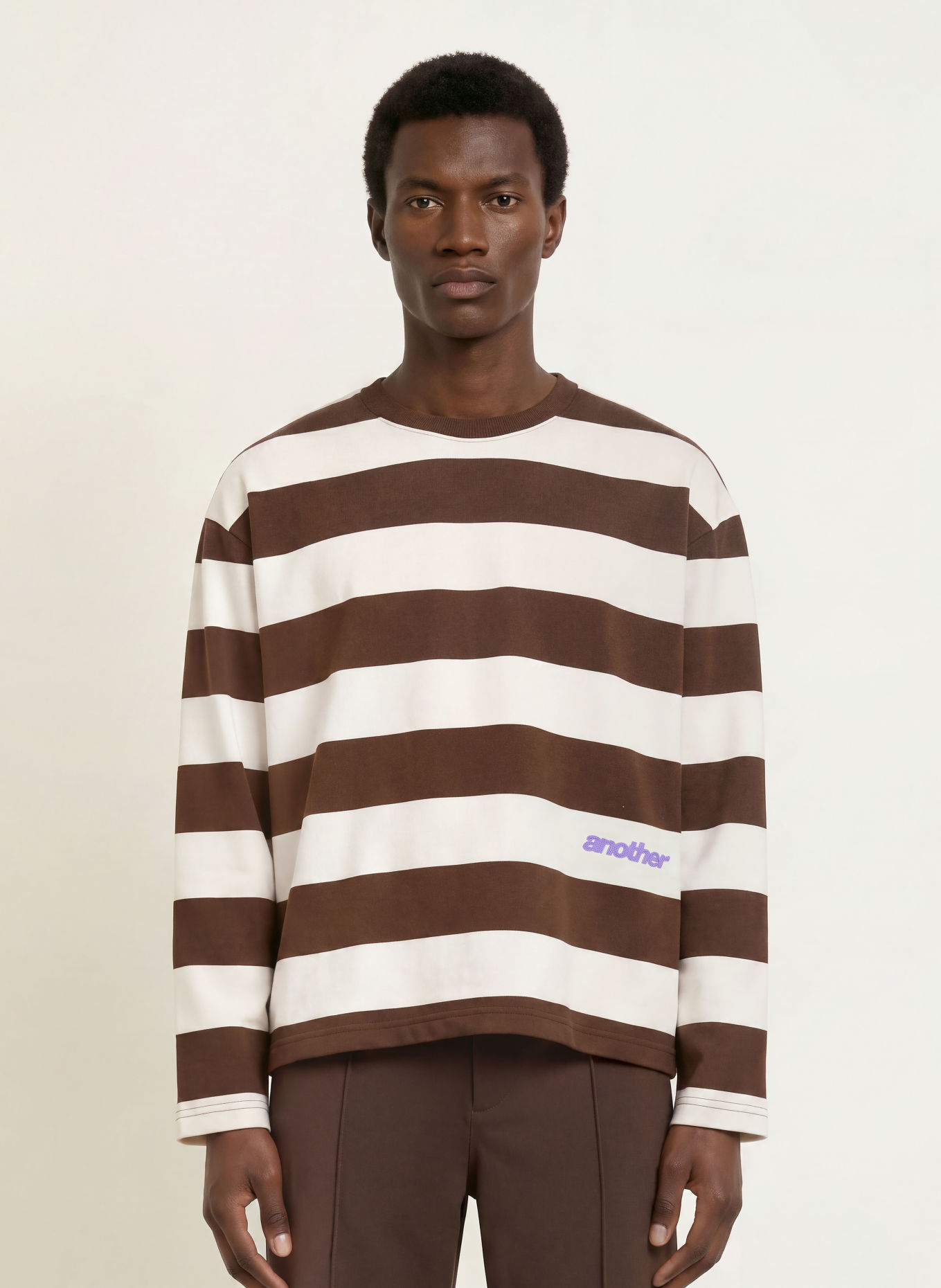 another COTTON LAB Longsleeve: CREME / DUNKELBRAUN