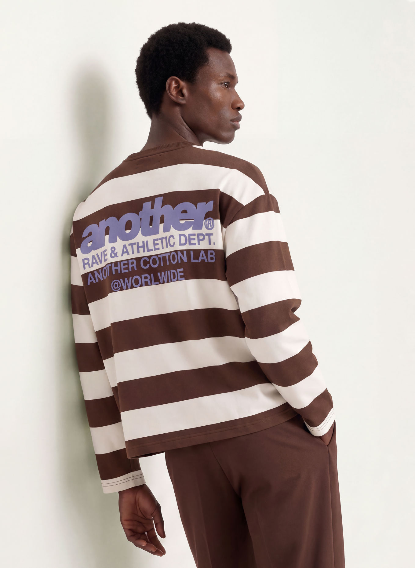 another COTTON LAB Longsleeve: CREME / DUNKELBRAUN