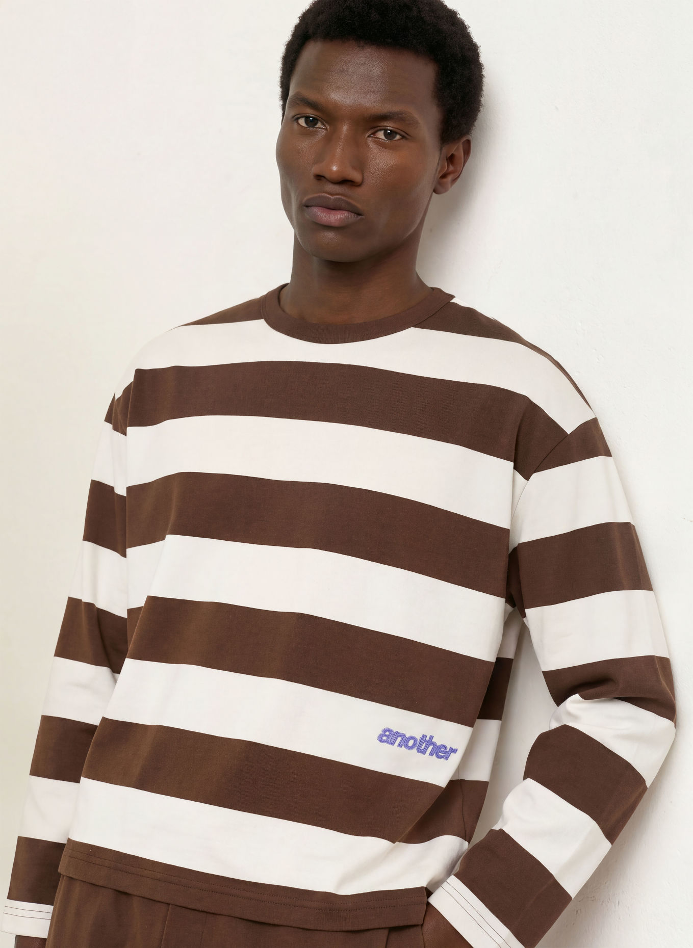 another COTTON LAB Longsleeve: CREME / DUNKELBRAUN
