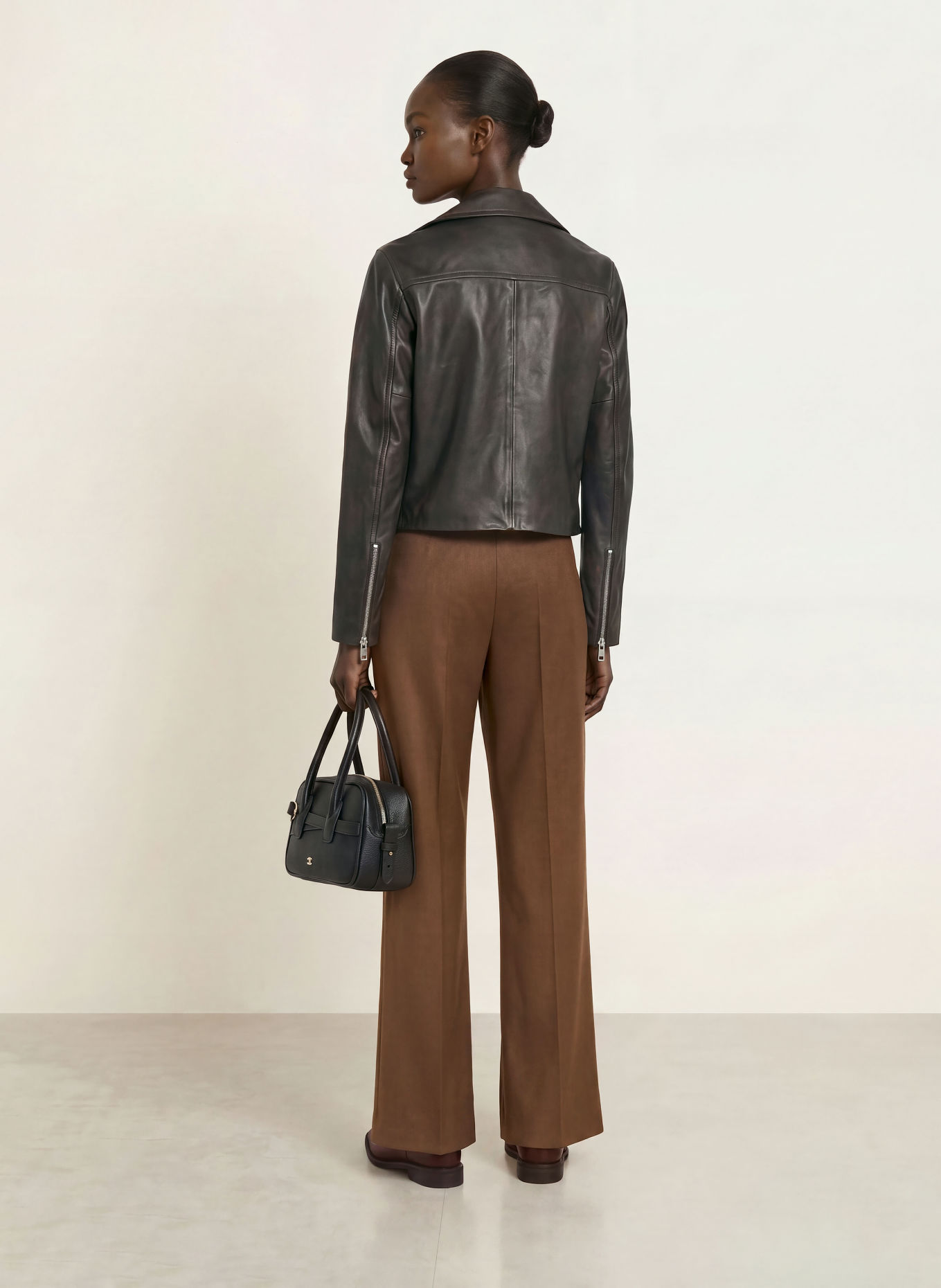RAFFAELLO ROSSI WILLOW flannel wide-leg trousers: BROWN