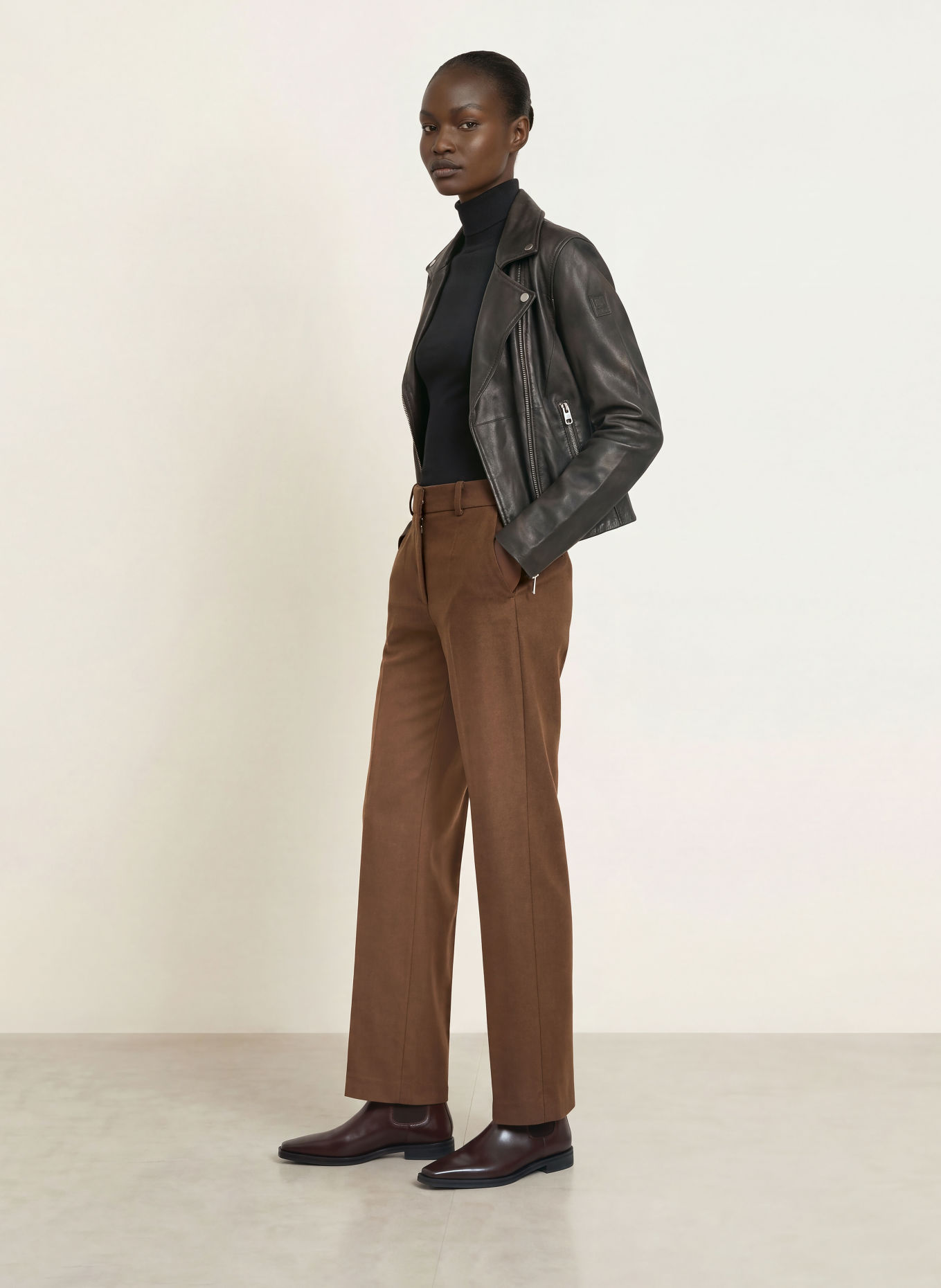 RAFFAELLO ROSSI WILLOW flannel wide-leg trousers: BROWN