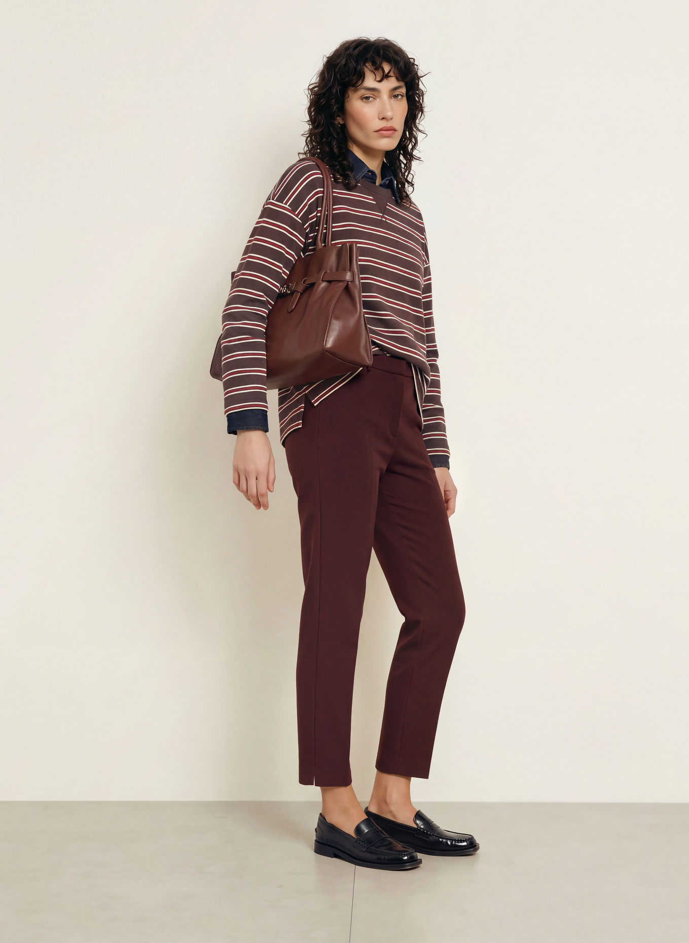 RAFFAELLO ROSSI 7/8 broek MAXIMA: DONKERROOD