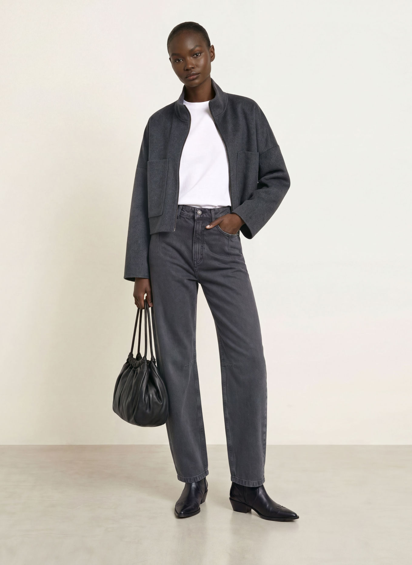 DRYKORN Veste boxy ELSTOW: GRIS FONCÉ