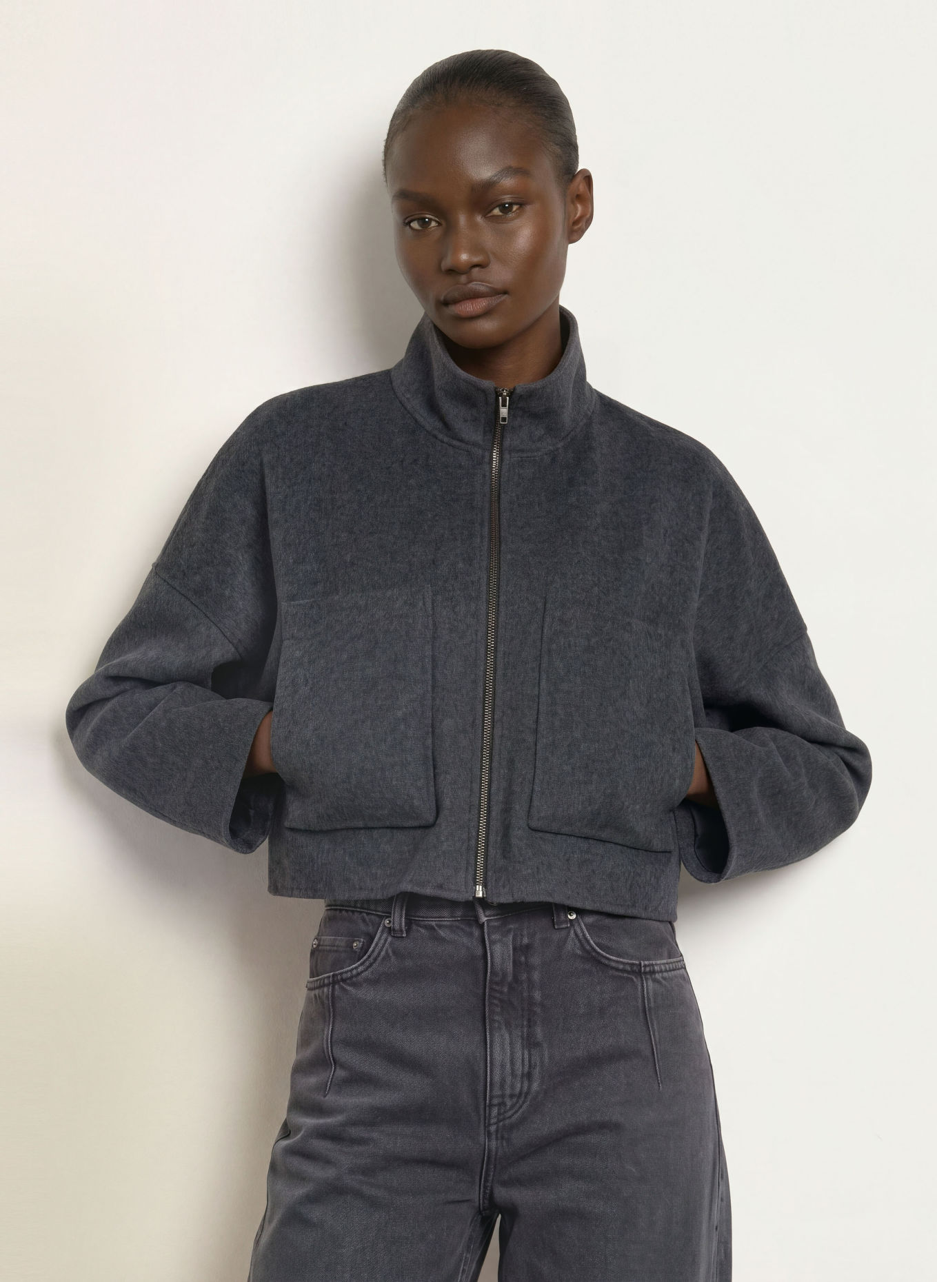 DRYKORN Veste boxy ELSTOW: GRIS FONCÉ