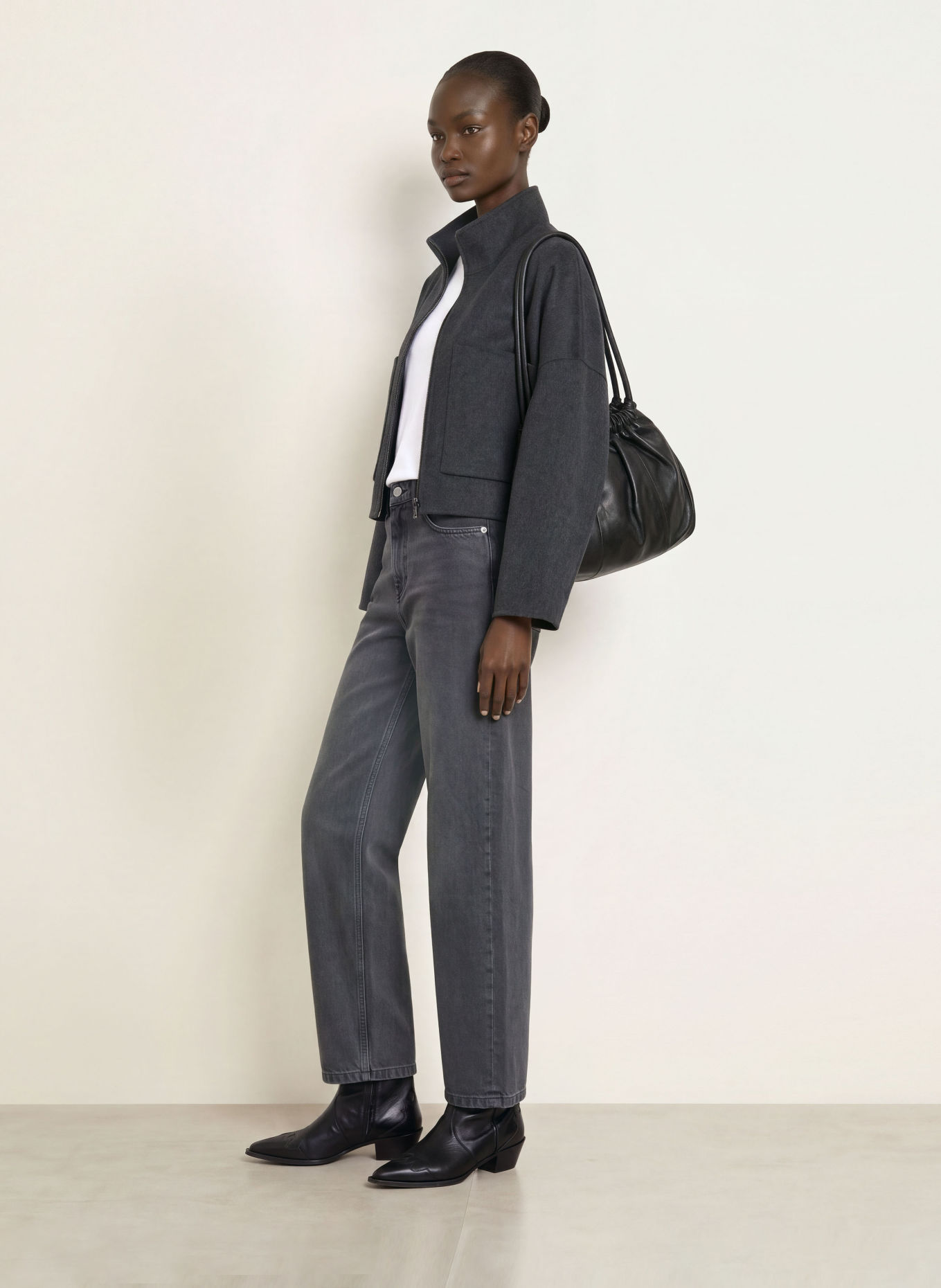 DRYKORN Veste boxy ELSTOW: GRIS FONCÉ