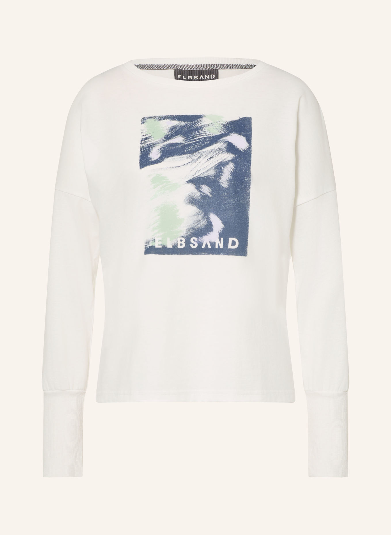 ELBSAND Longsleeve ILENA: WIT / LICHTGROEN / DONKERBLAUW
