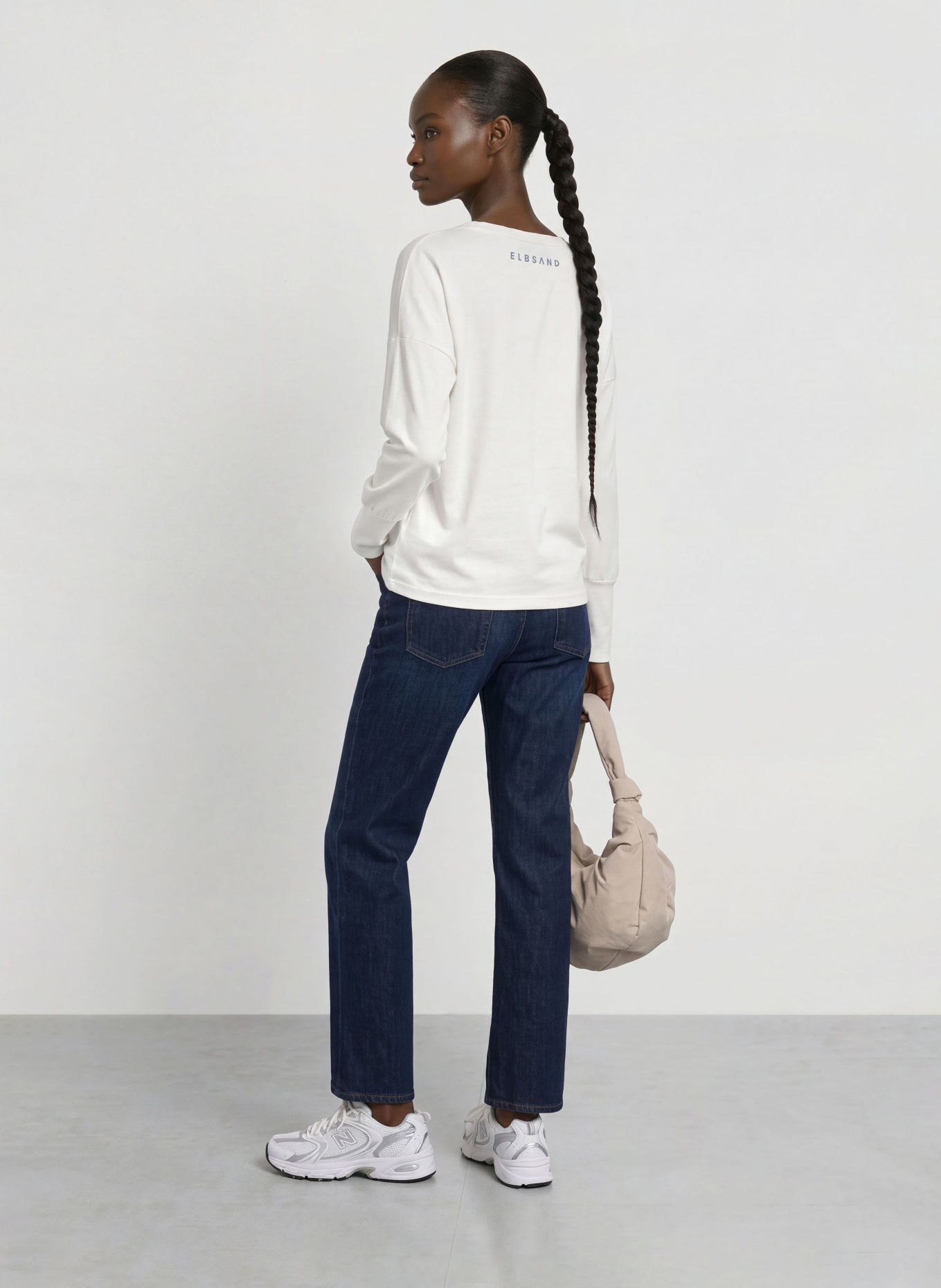 ELBSAND Longsleeve ILENA: WIT / LICHTGROEN / DONKERBLAUW