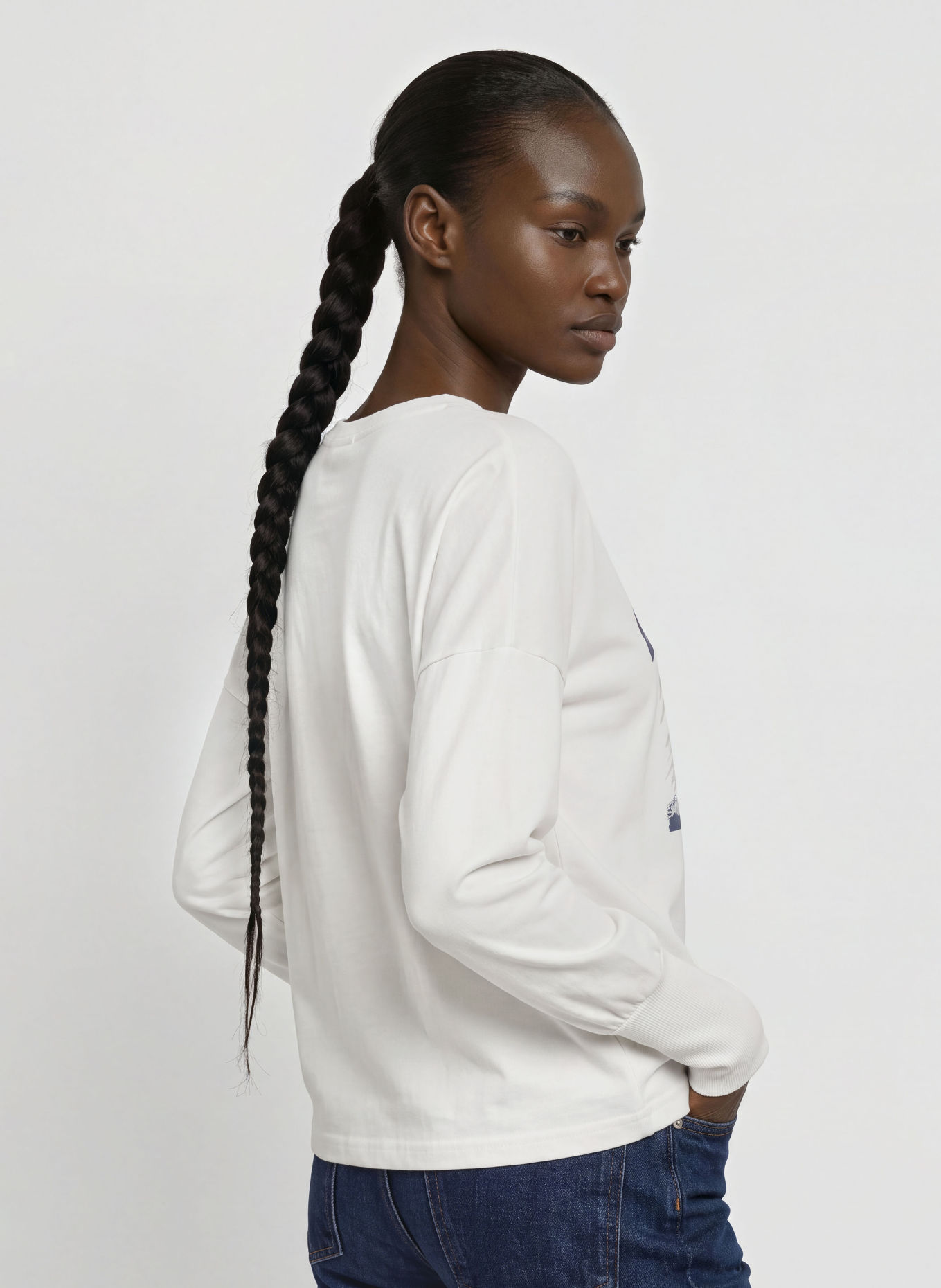 ELBSAND Longsleeve ILENA: WIT / LICHTGROEN / DONKERBLAUW