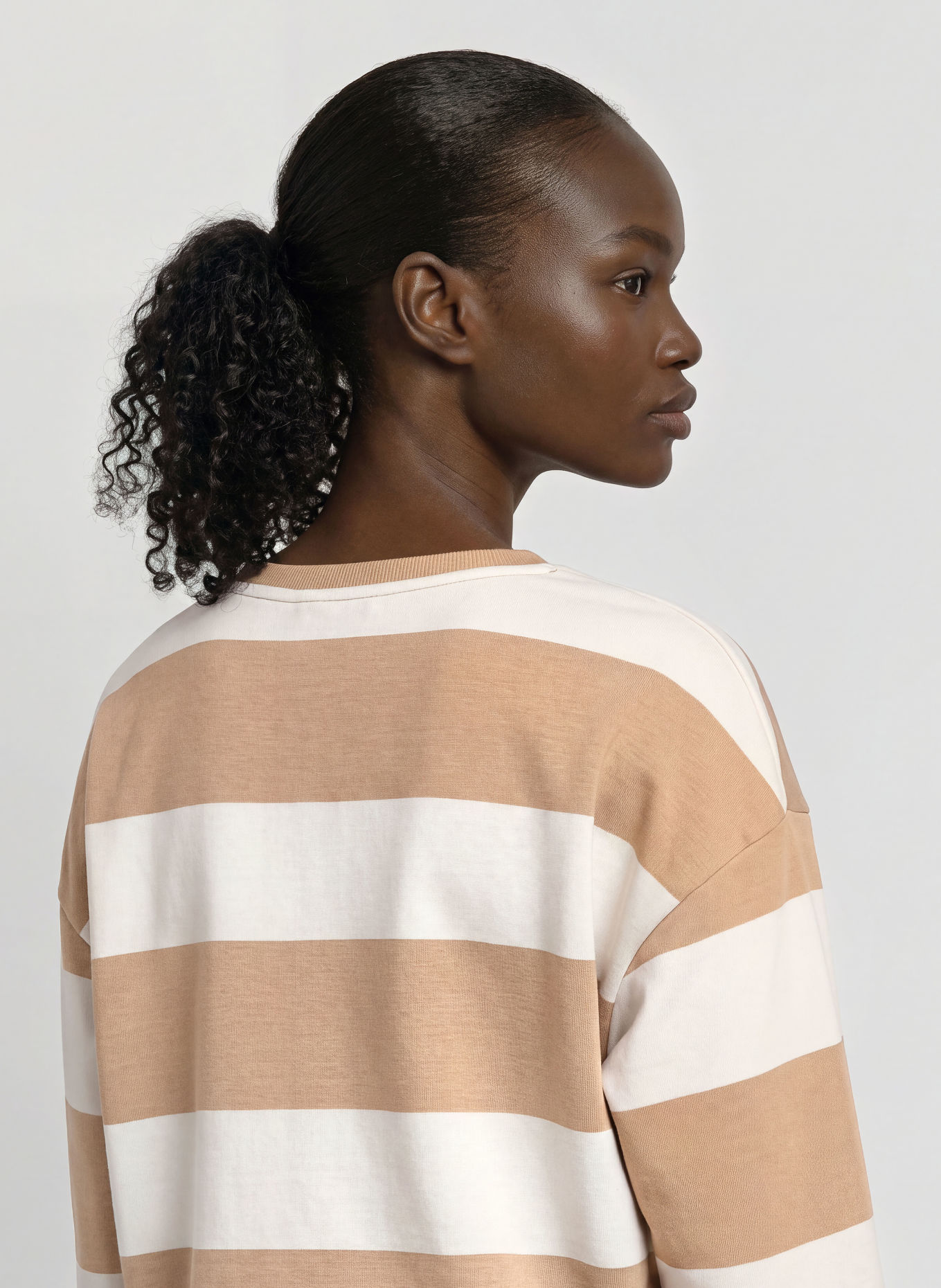 ELBSAND HILMA Sweatshirt: WHITE / LIGHT BROWN