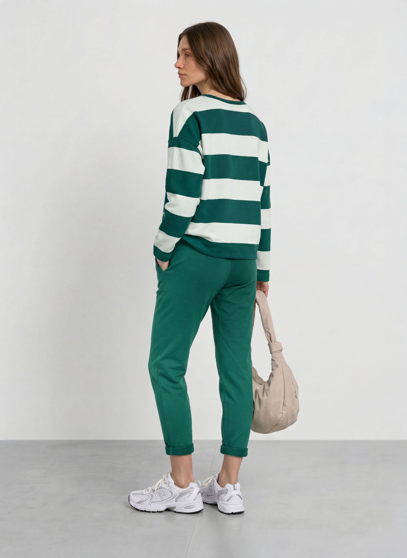 ELBSAND HILMA-Sweatshirt: GROEN / WIT