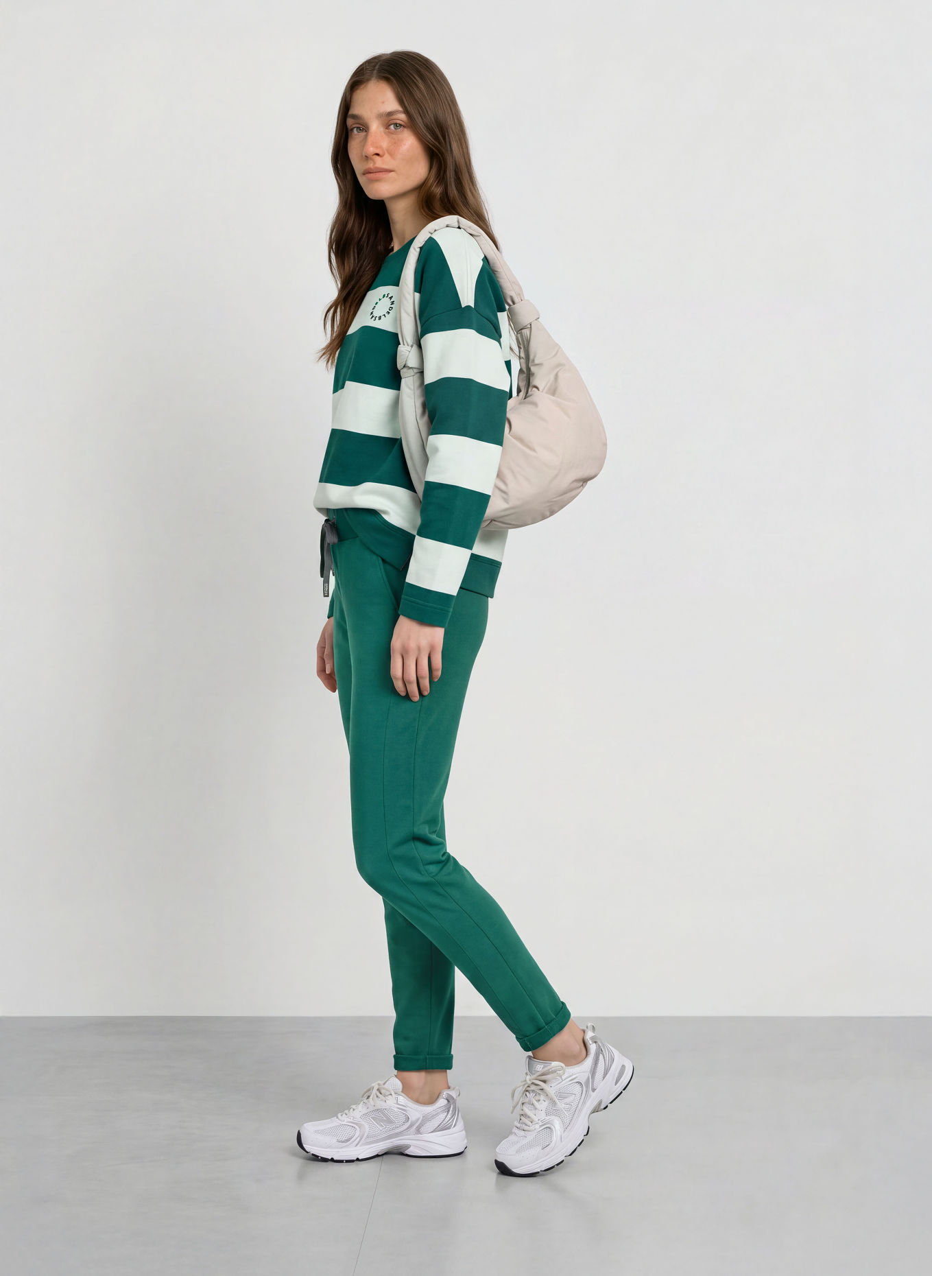 ELBSAND HILMA-Sweatshirt: GROEN / WIT