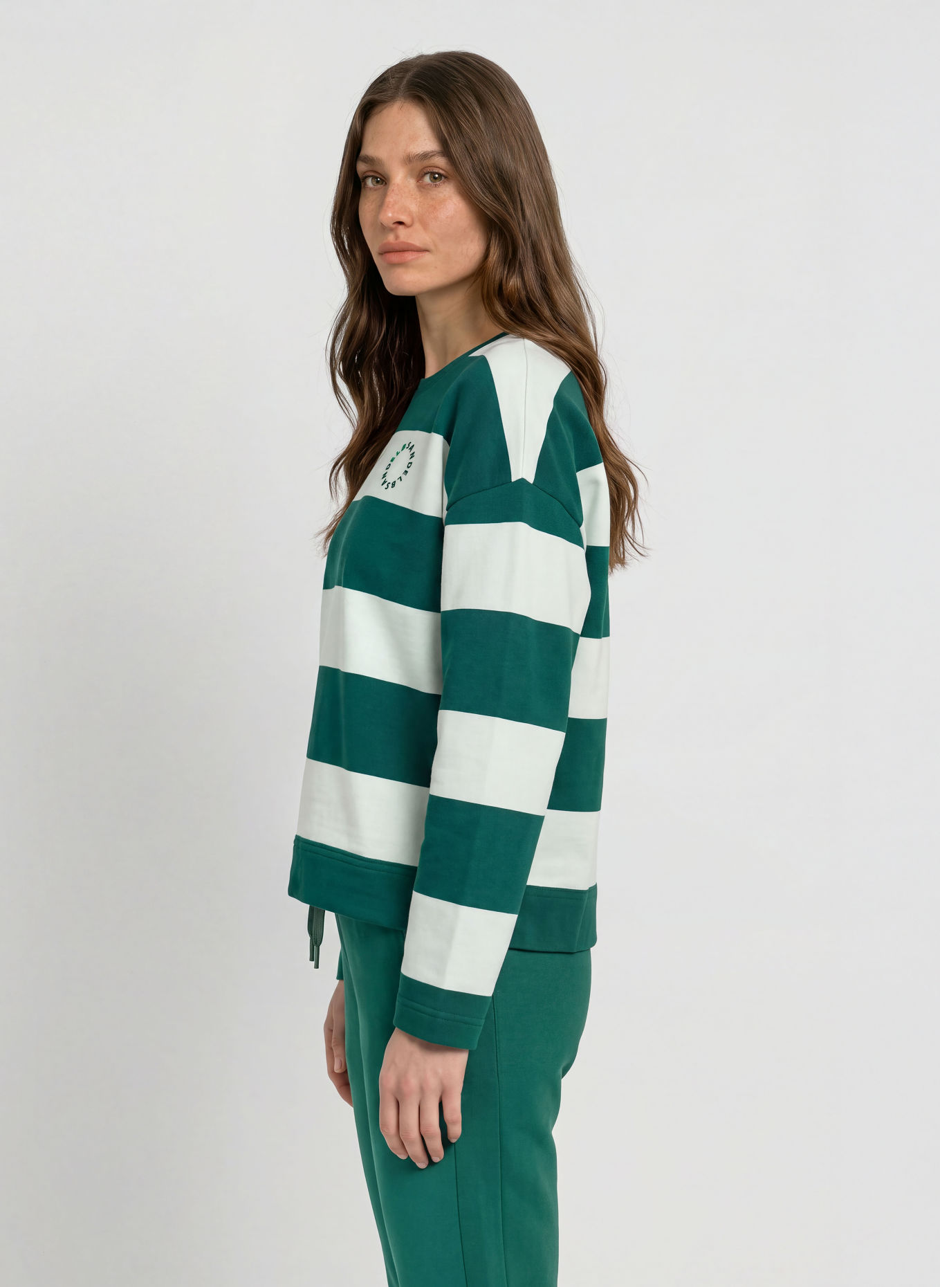 ELBSAND HILMA-Sweatshirt: GROEN / WIT
