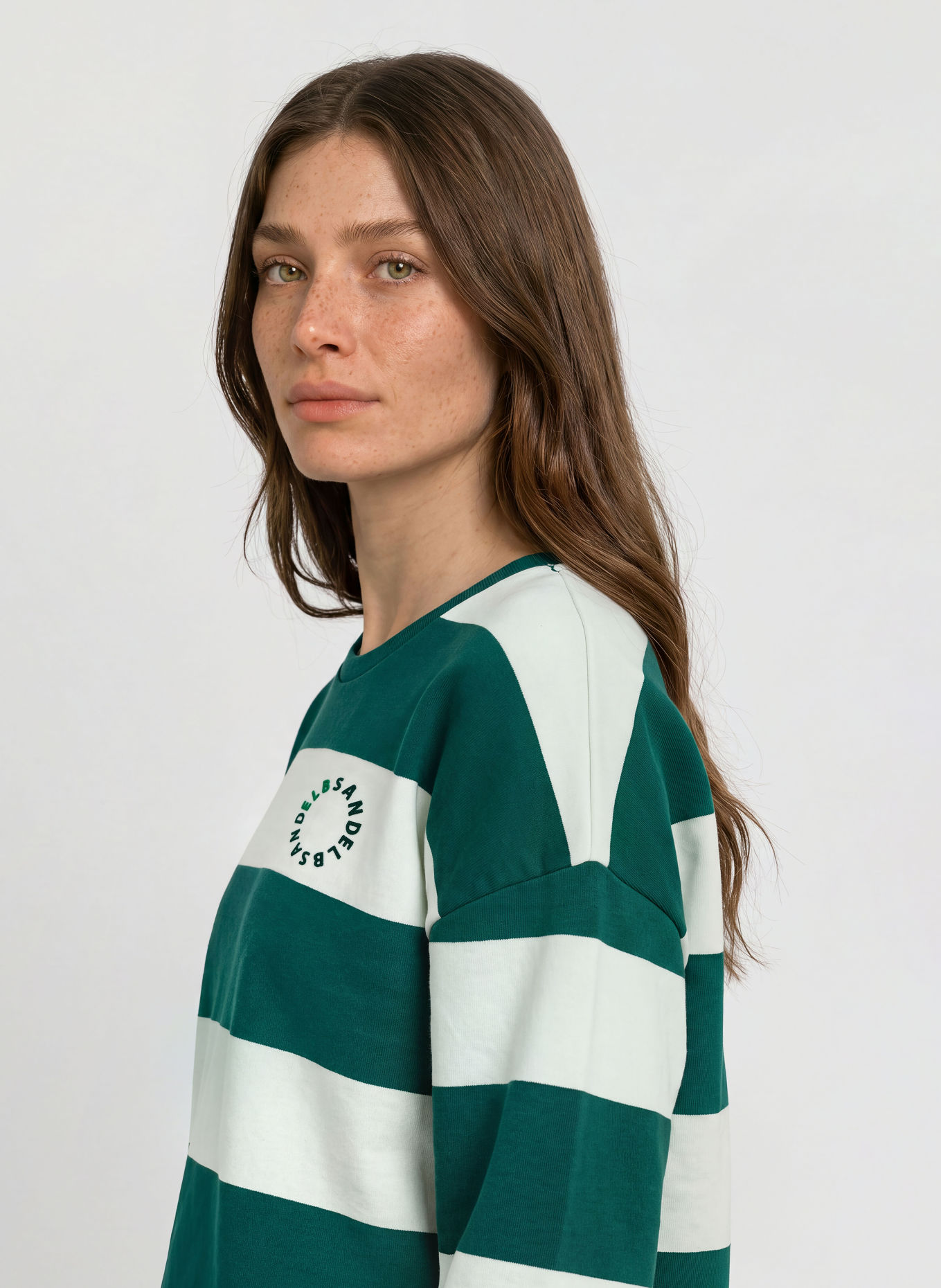 ELBSAND HILMA-Sweatshirt: GROEN / WIT