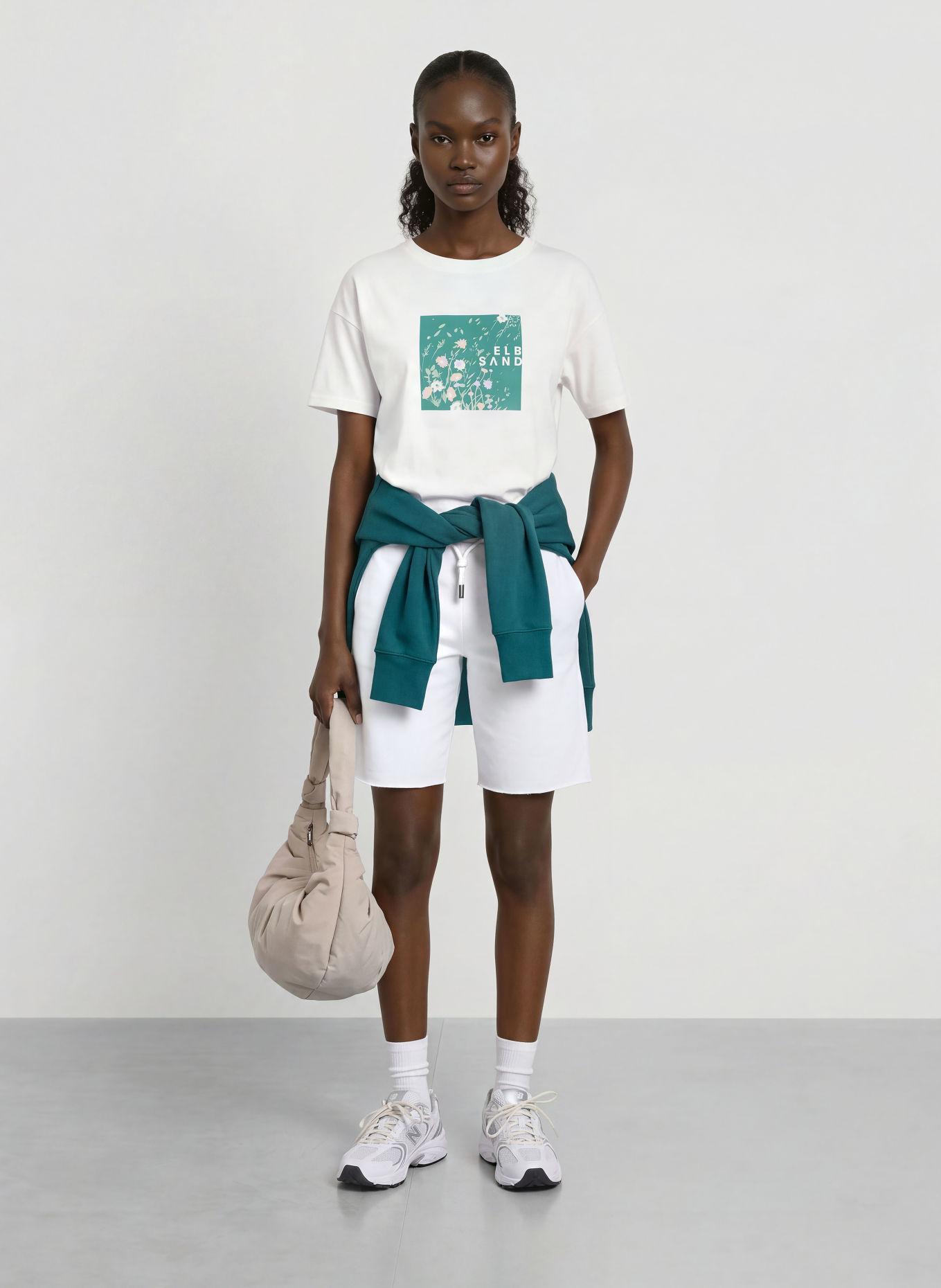 ELBSAND T-shirt LISAN: BIAŁY / LILA / ZIELONY