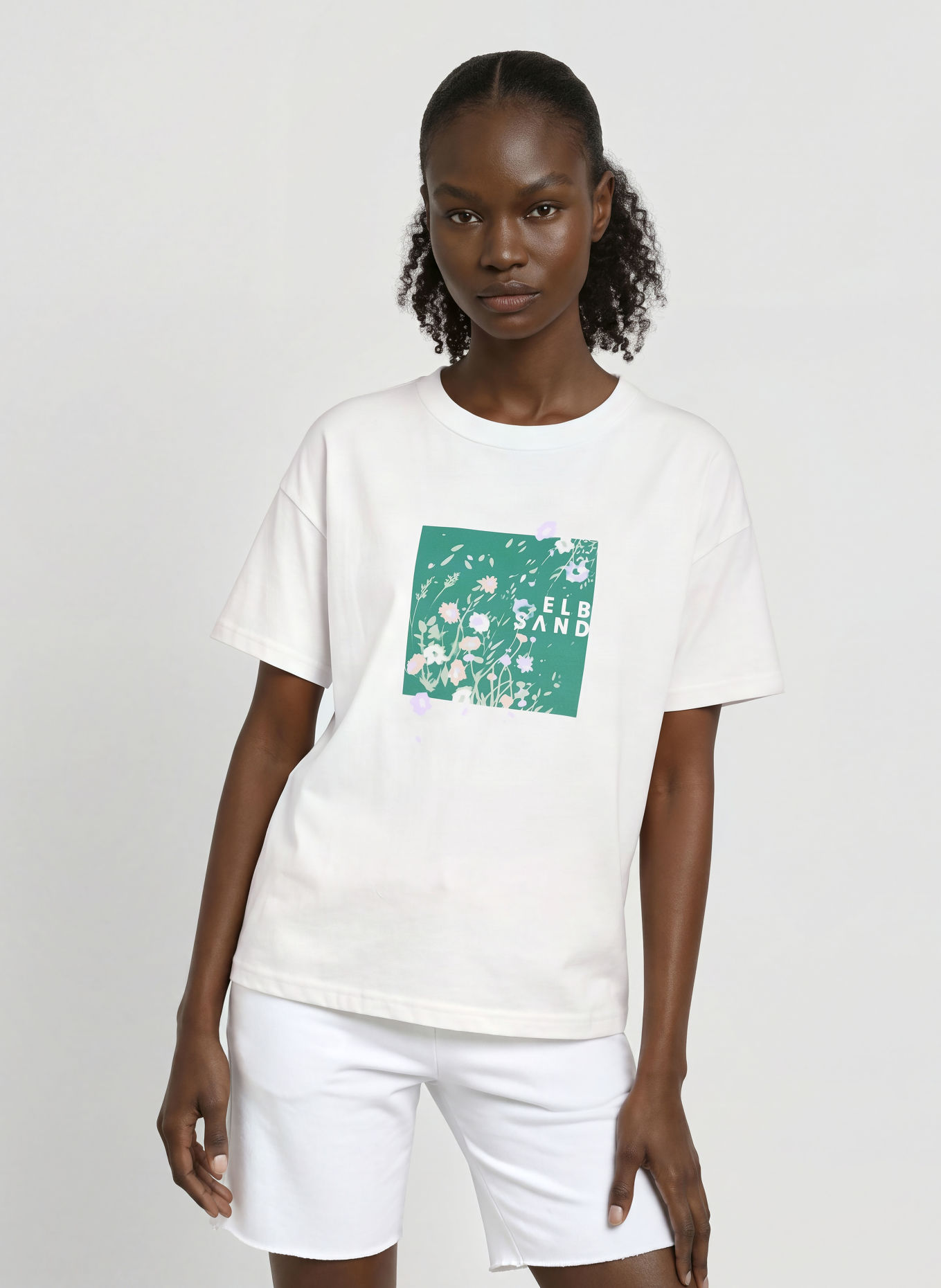 ELBSAND T-shirt LISAN: BIAŁY / LILA / ZIELONY