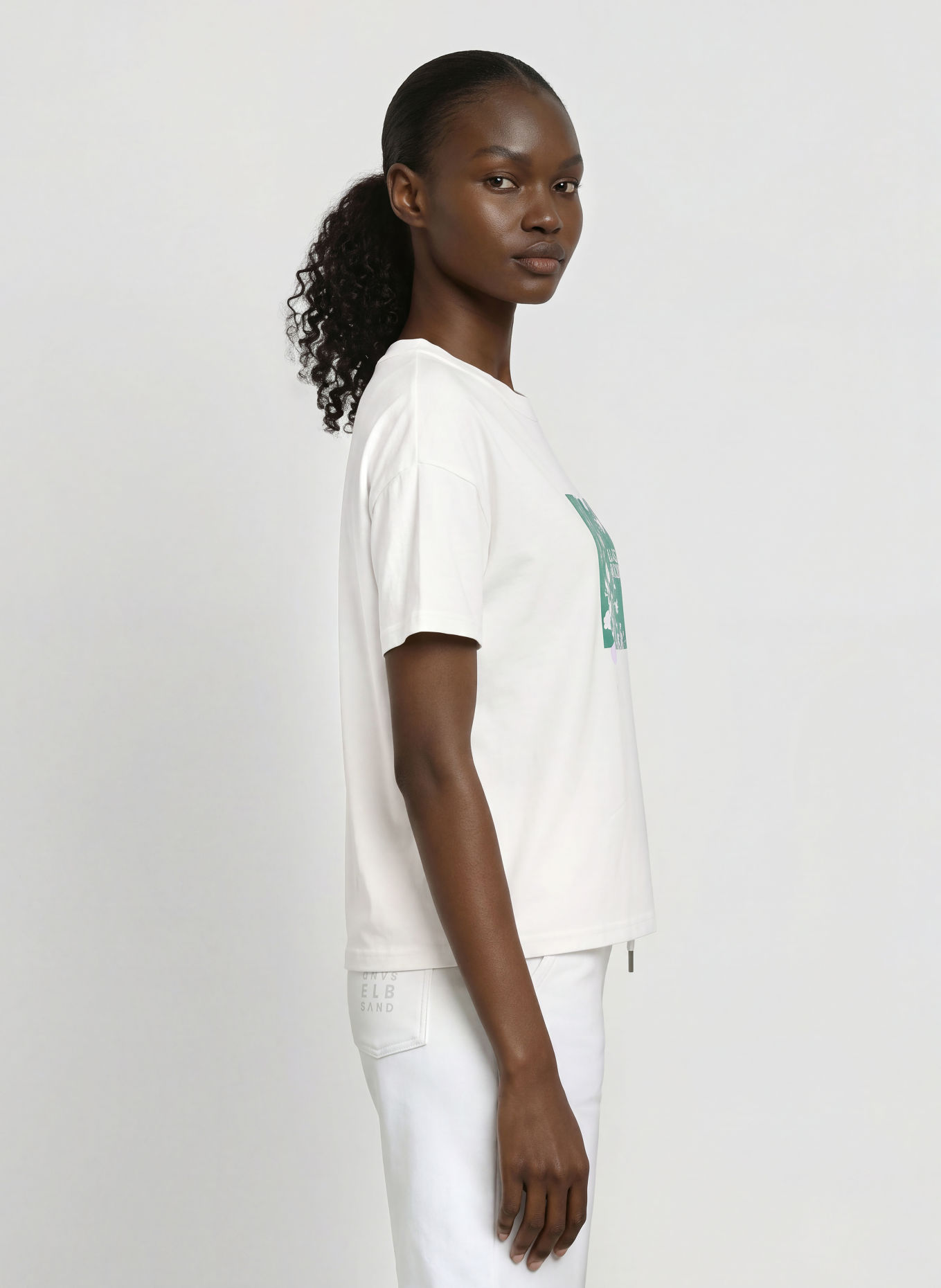 ELBSAND T-shirt LISAN: BIAŁY / LILA / ZIELONY