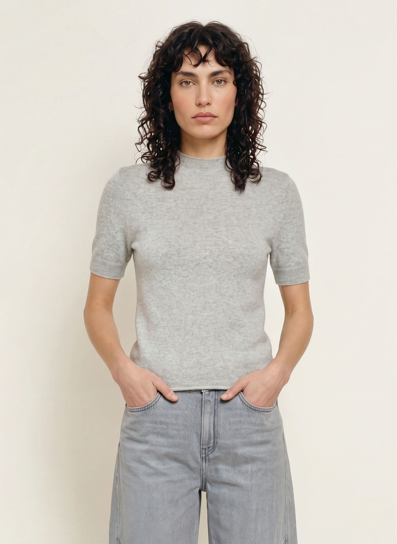 DRYKORN FINIA Cashmere Knit Shirt: GRAY