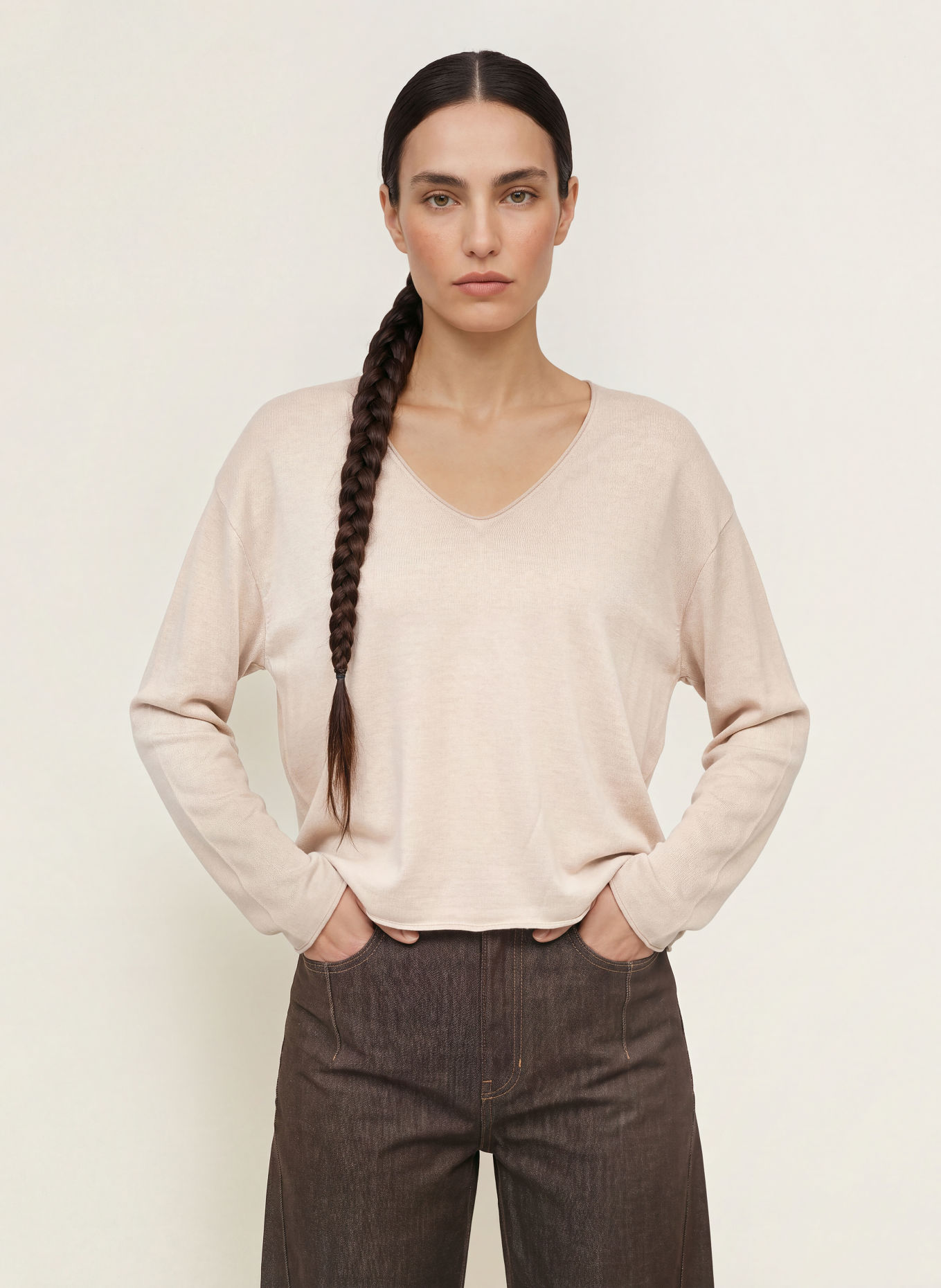 DRYKORN Longsleeve SOMAIJA: HELLBRAUN