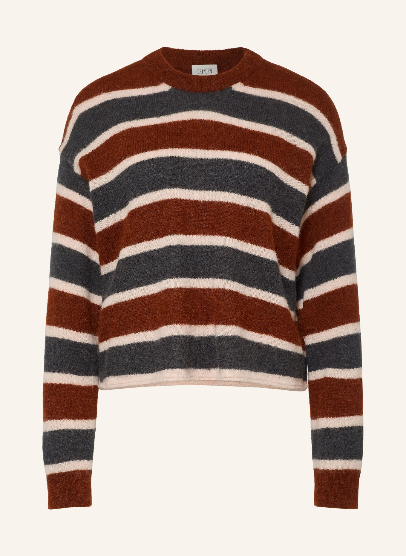 DRYKORN MALESE Sweater with Alpaca: BROWN / CREAM / BLUE GRAY