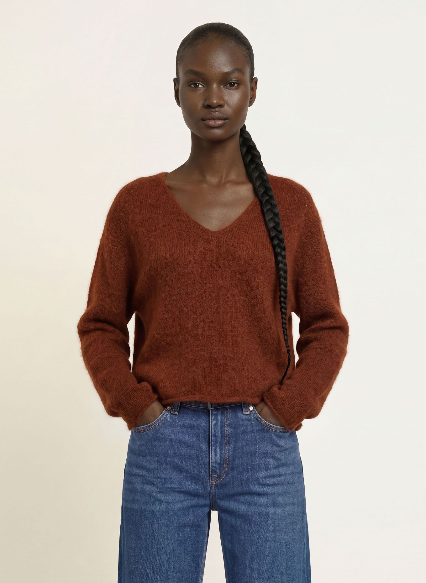 DRYKORN SOMAIJA-trui met alpaca: BRUIN