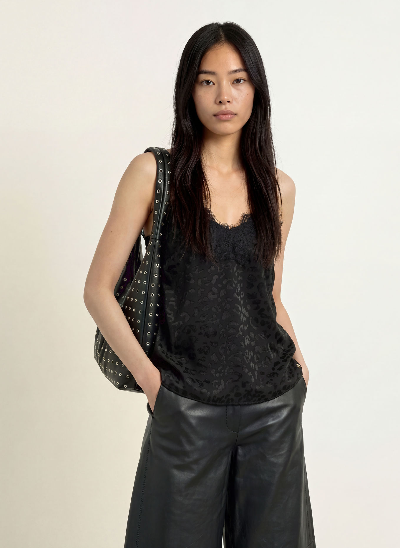 GUESS Spets-top DANIELLE: SVART