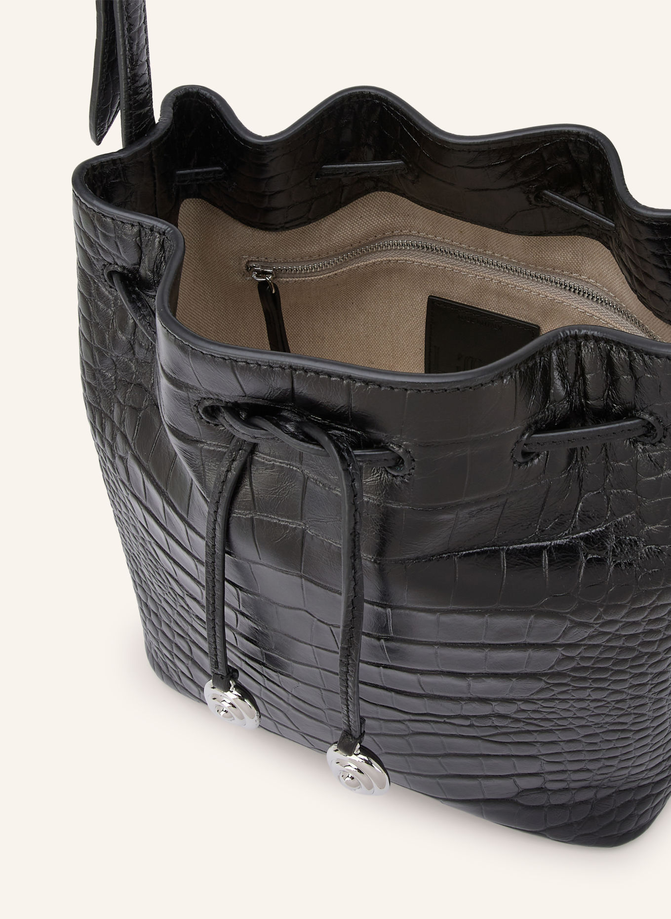 LIFFNER Beuteltasche SMALL: SCHWARZ / SILBER
