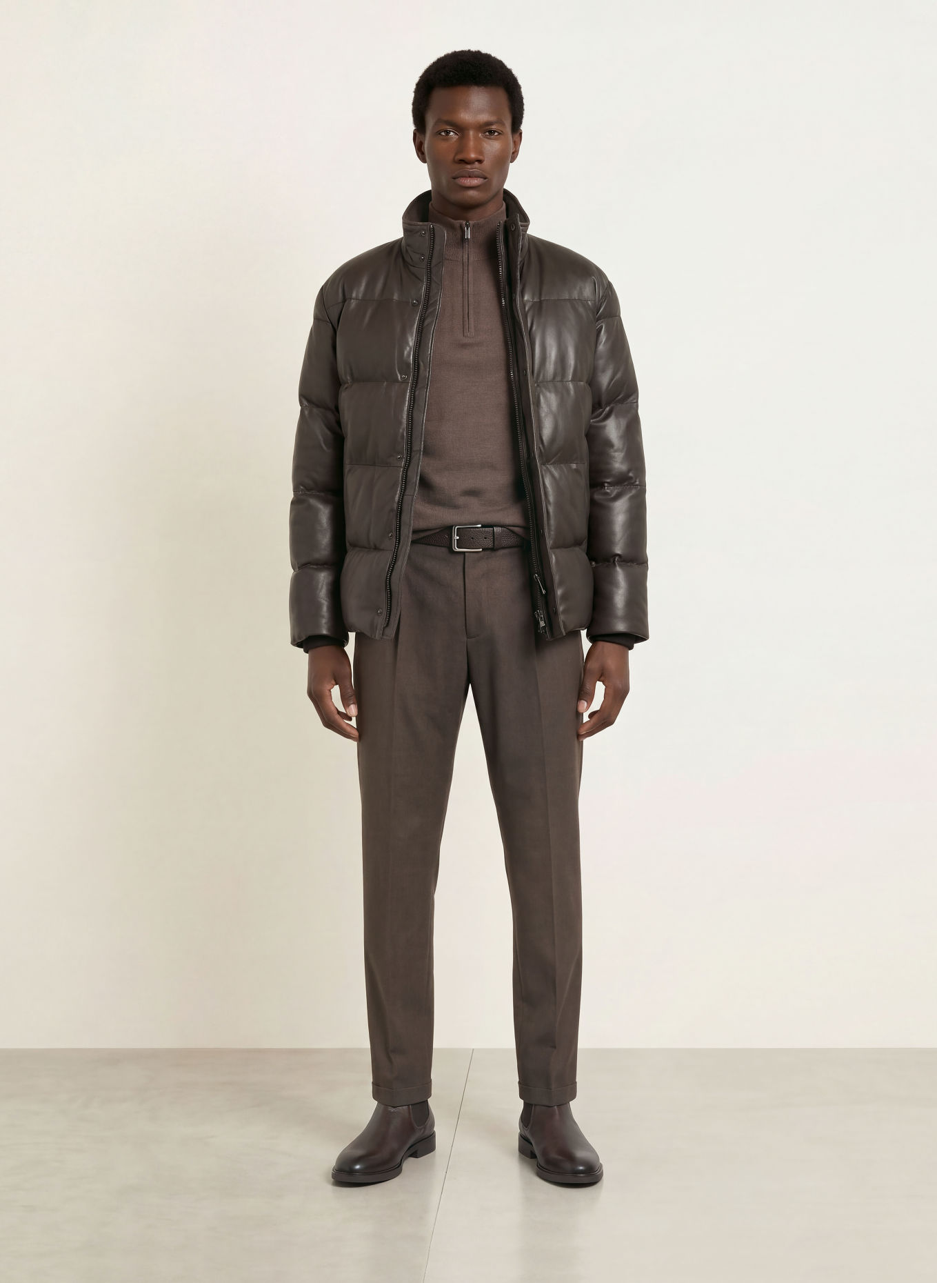 DRESSLER Steppjacke aus Leder: DUNKELBRAUN