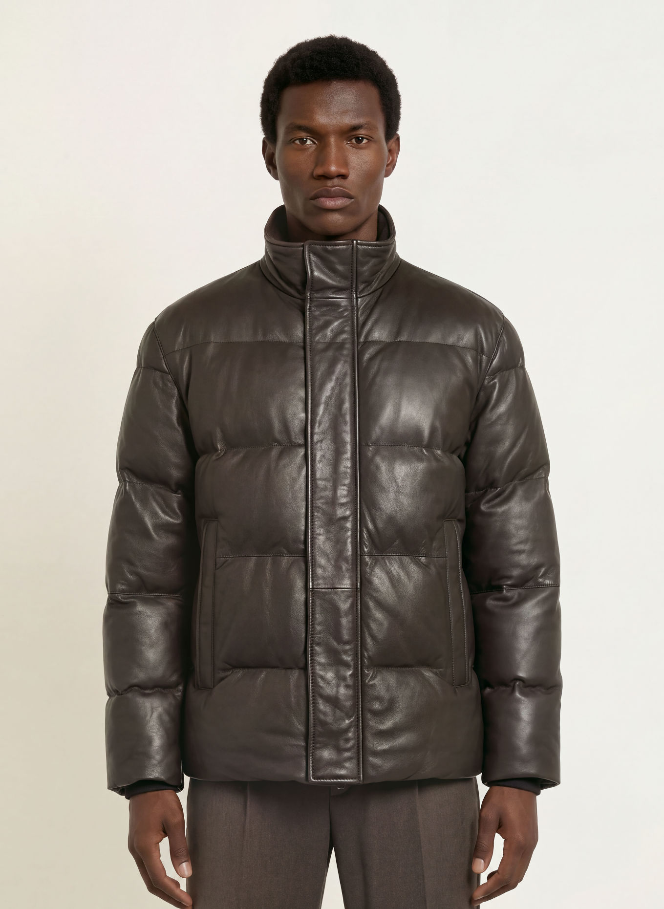DRESSLER Steppjacke aus Leder: DUNKELBRAUN