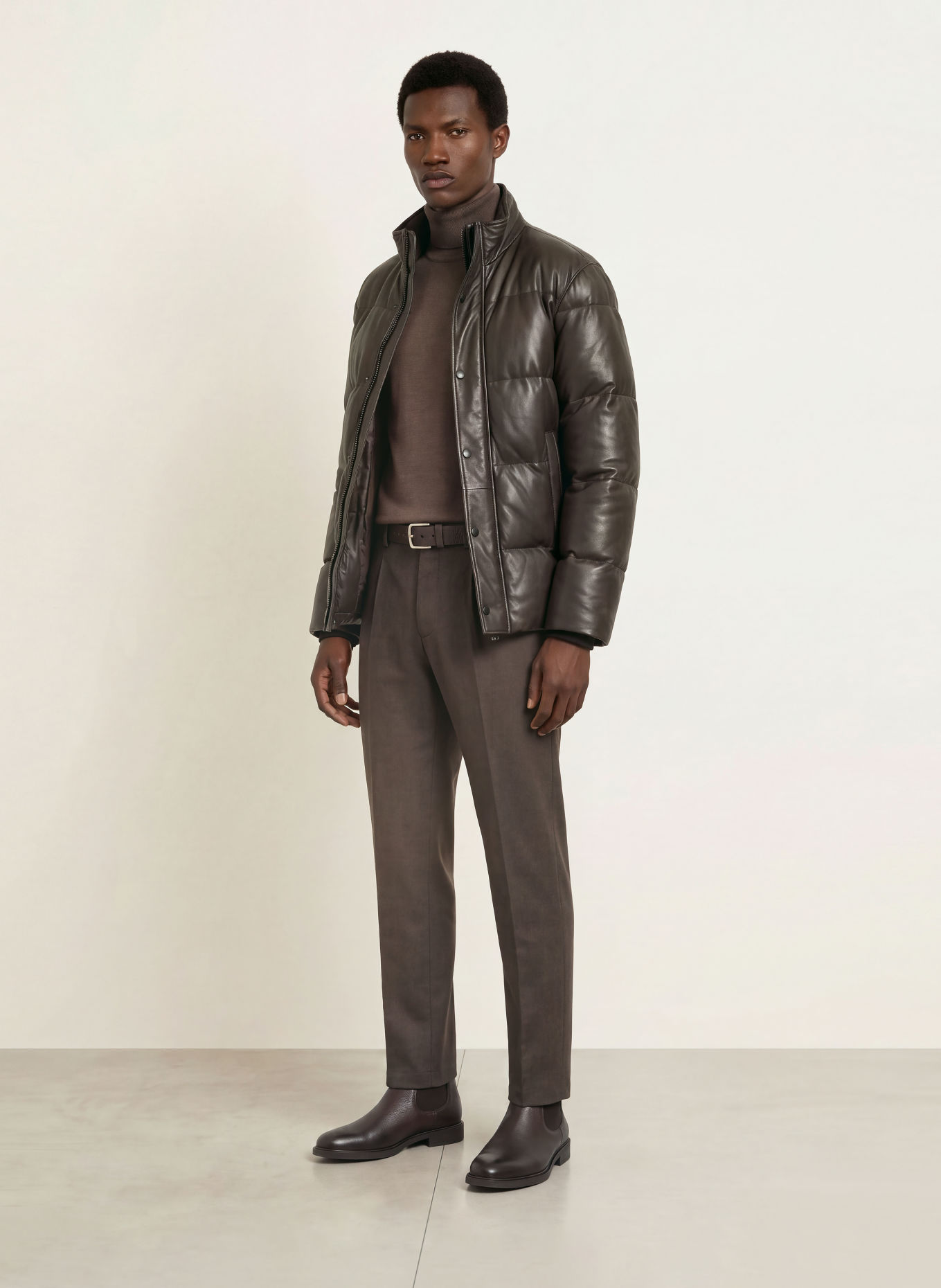DRESSLER Steppjacke aus Leder: DUNKELBRAUN
