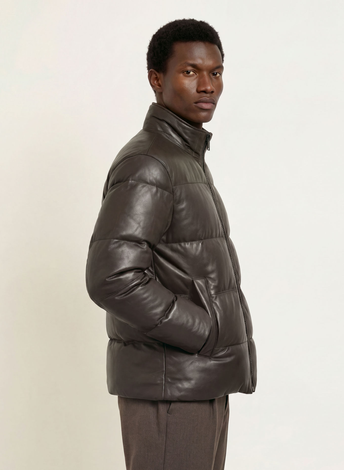 DRESSLER Steppjacke aus Leder: DUNKELBRAUN