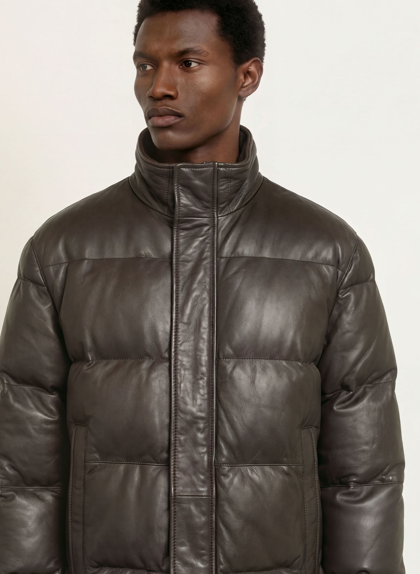 DRESSLER Steppjacke aus Leder: DUNKELBRAUN