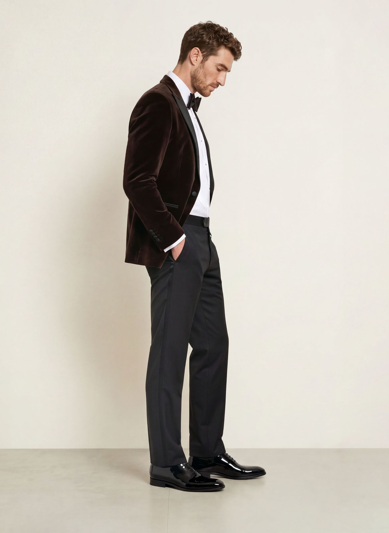 DRESSLER Smoking-Sakko STEVAN Regular Fit aus Samt: 087 BRAUN