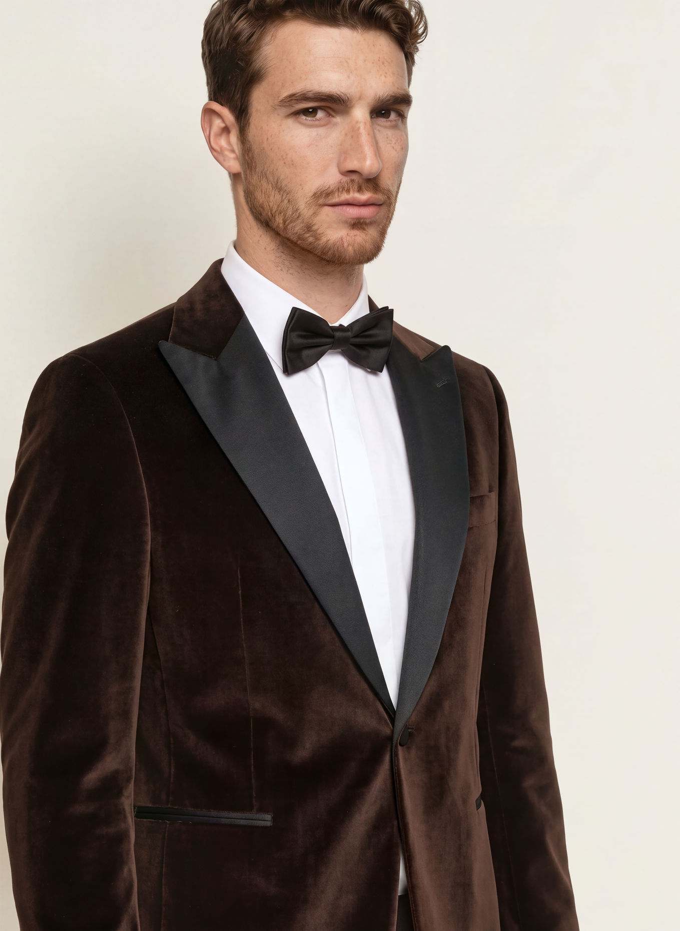 DRESSLER Smoking-Sakko STEVAN Regular Fit aus Samt: 087 BRAUN