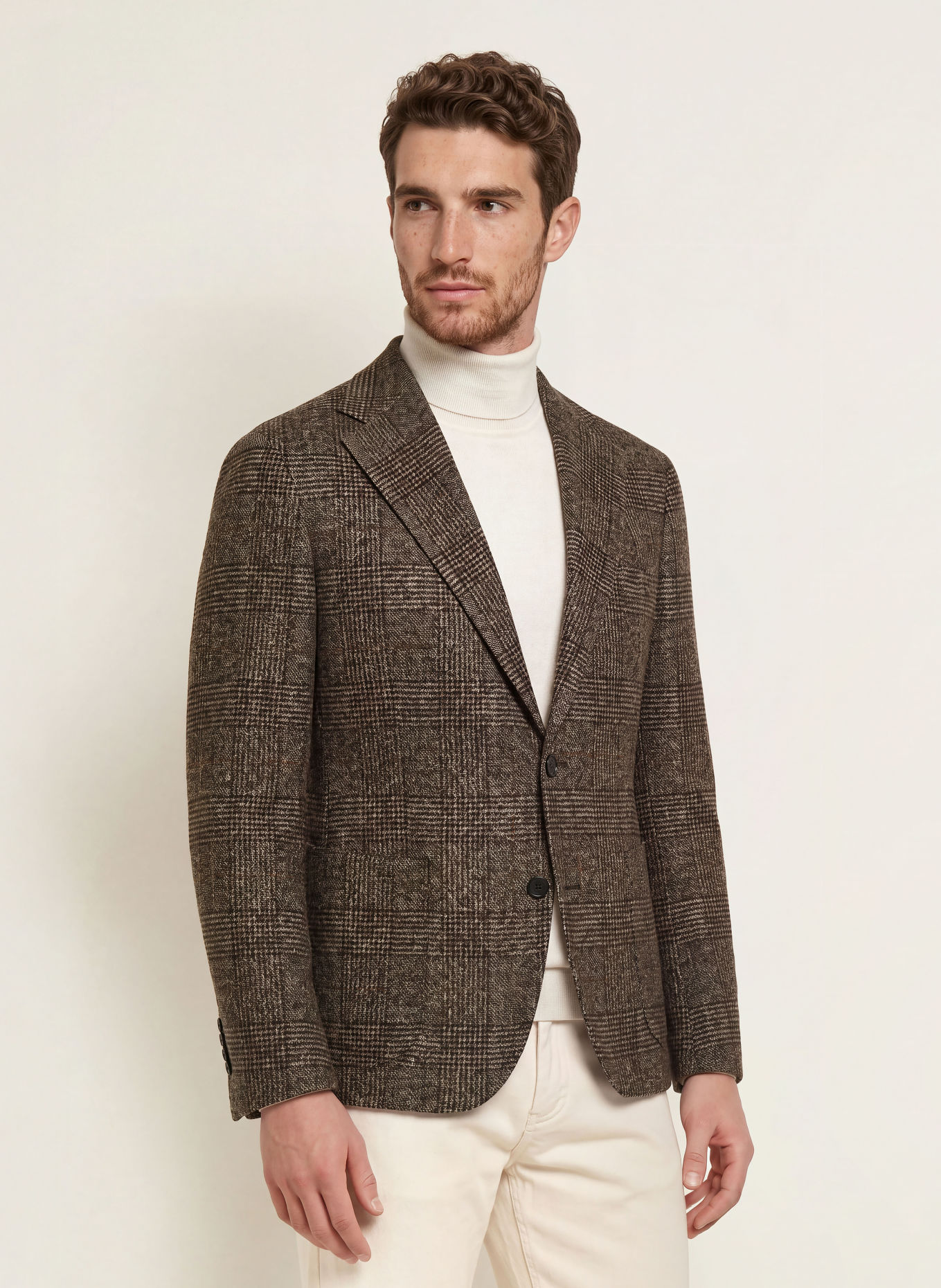 DRESSLER Regular-Fit Blazer: DARK BROWN / BEIGE