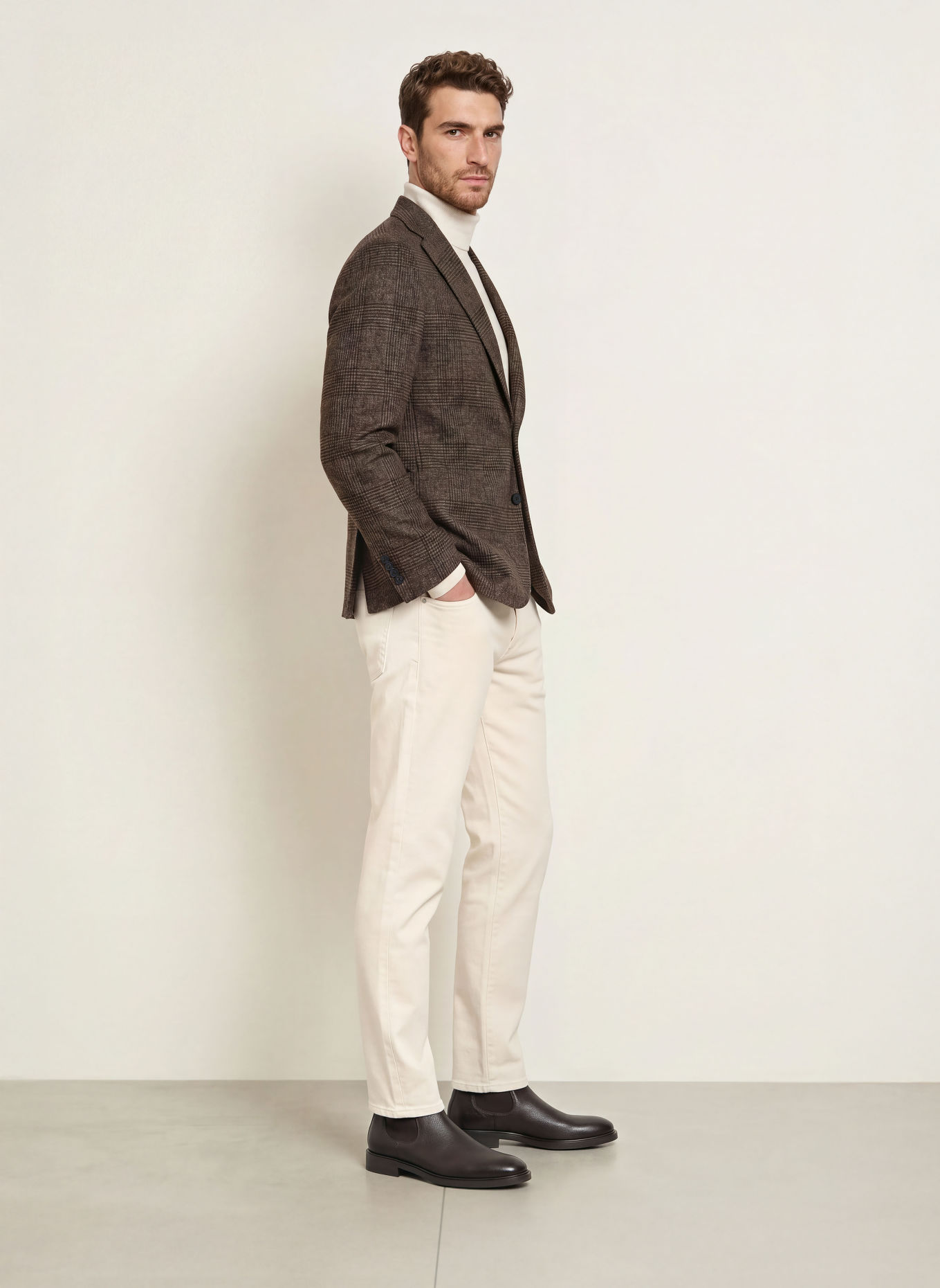 DRESSLER Regular-Fit Blazer: DARK BROWN / BEIGE