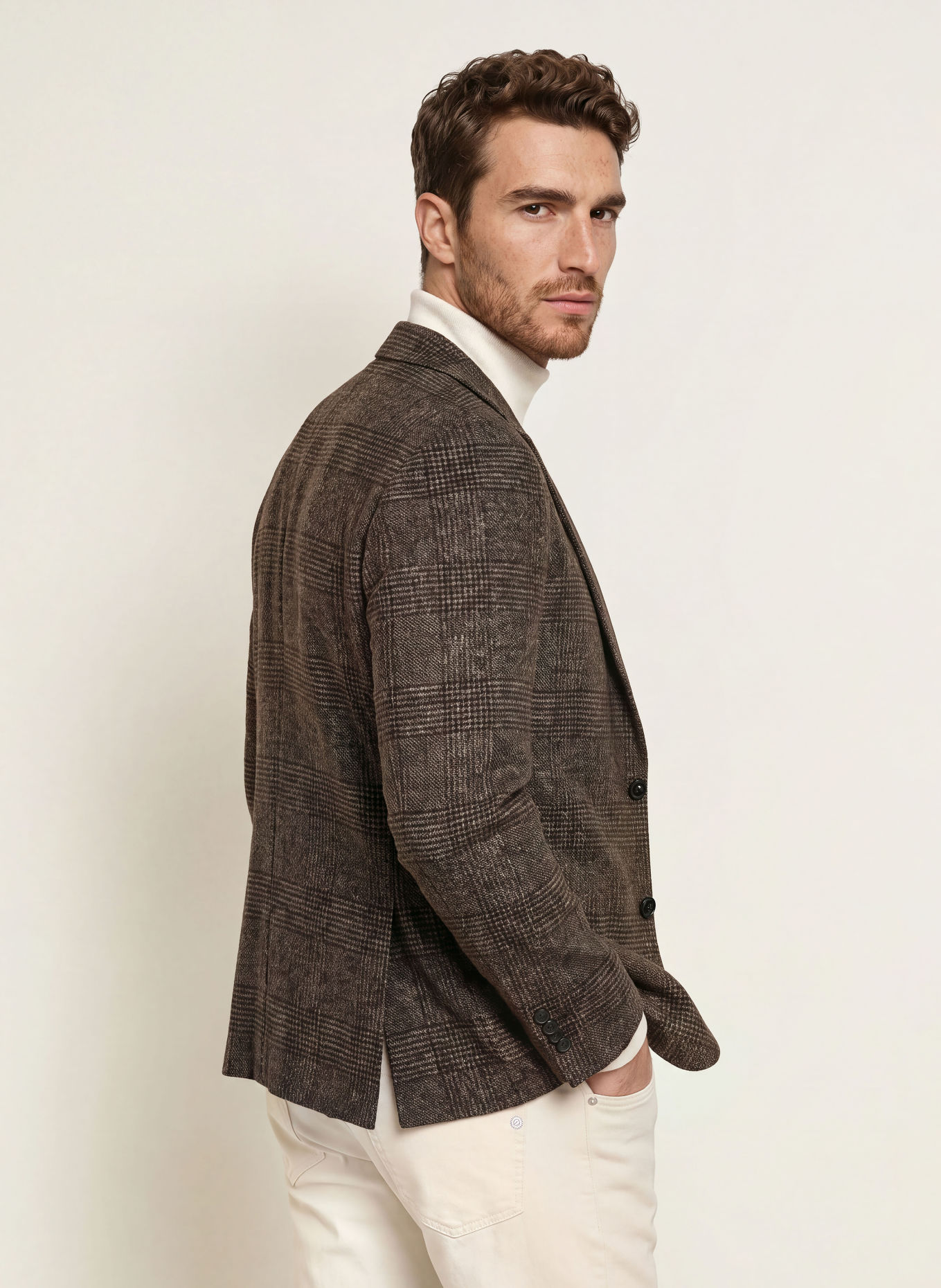 DRESSLER Regular-Fit Blazer: DARK BROWN / BEIGE