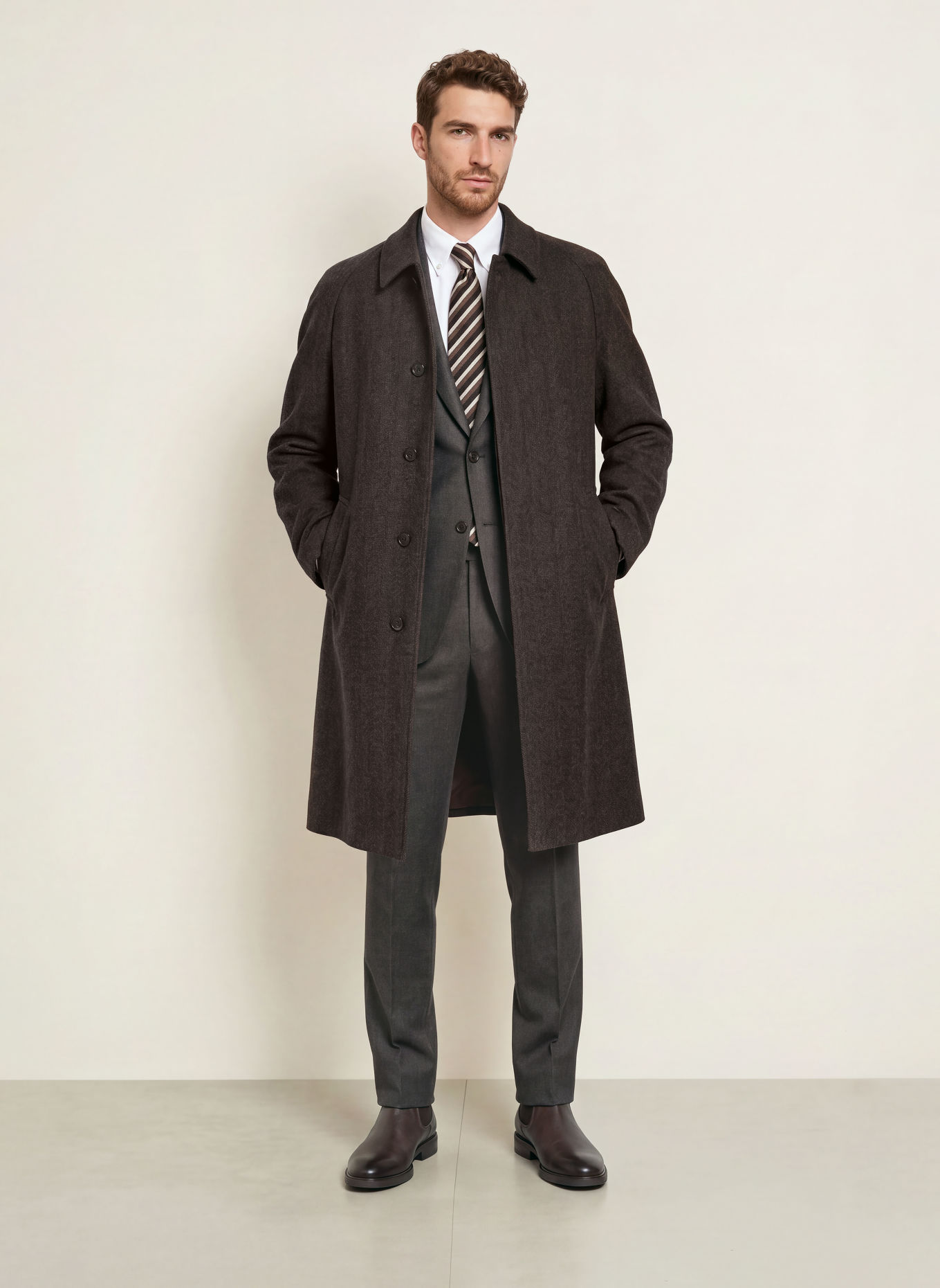 DRESSLER Wollmantel: DUNKELBRAUN