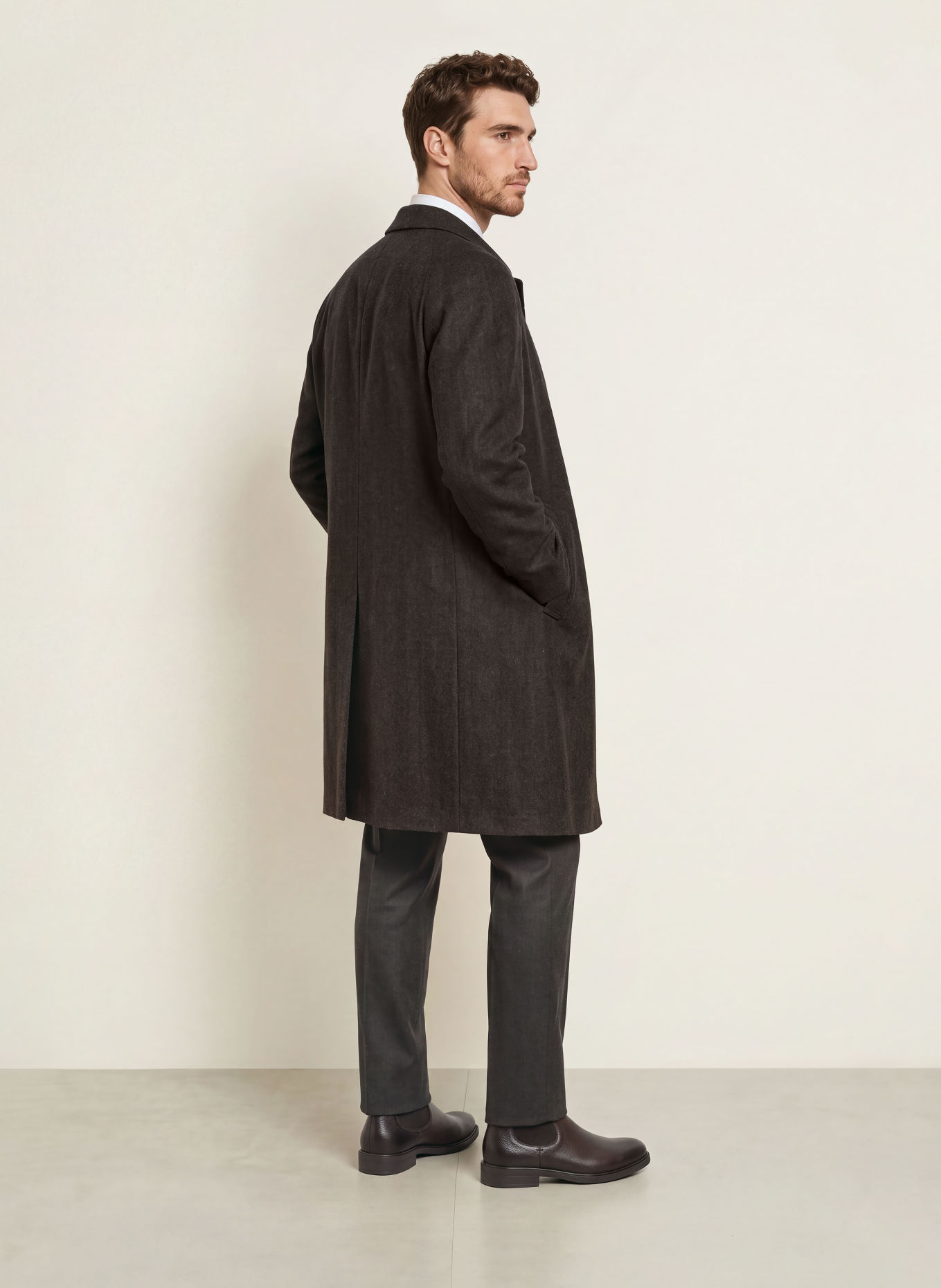 DRESSLER Wollmantel: DUNKELBRAUN