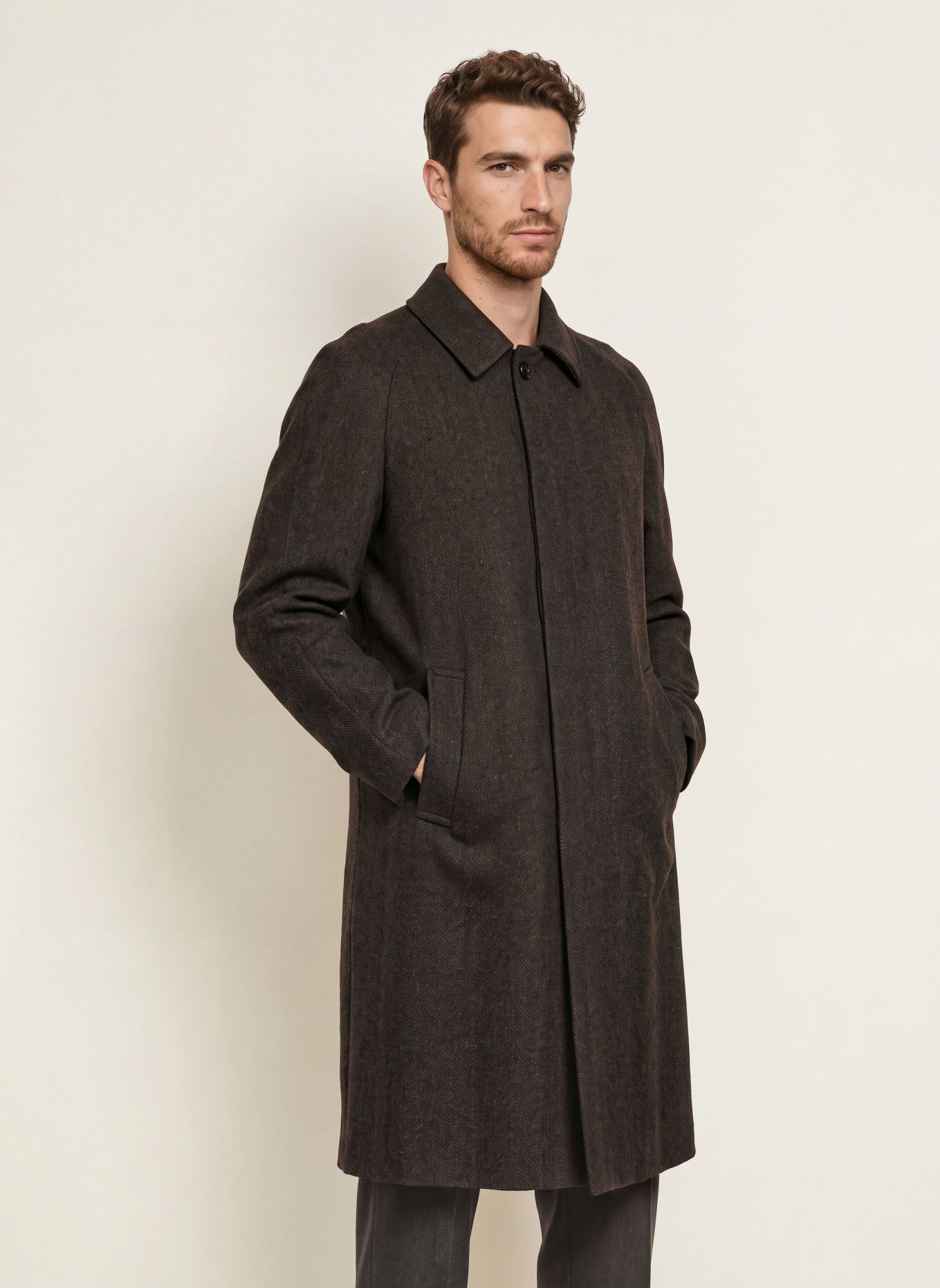 DRESSLER Wollmantel: DUNKELBRAUN