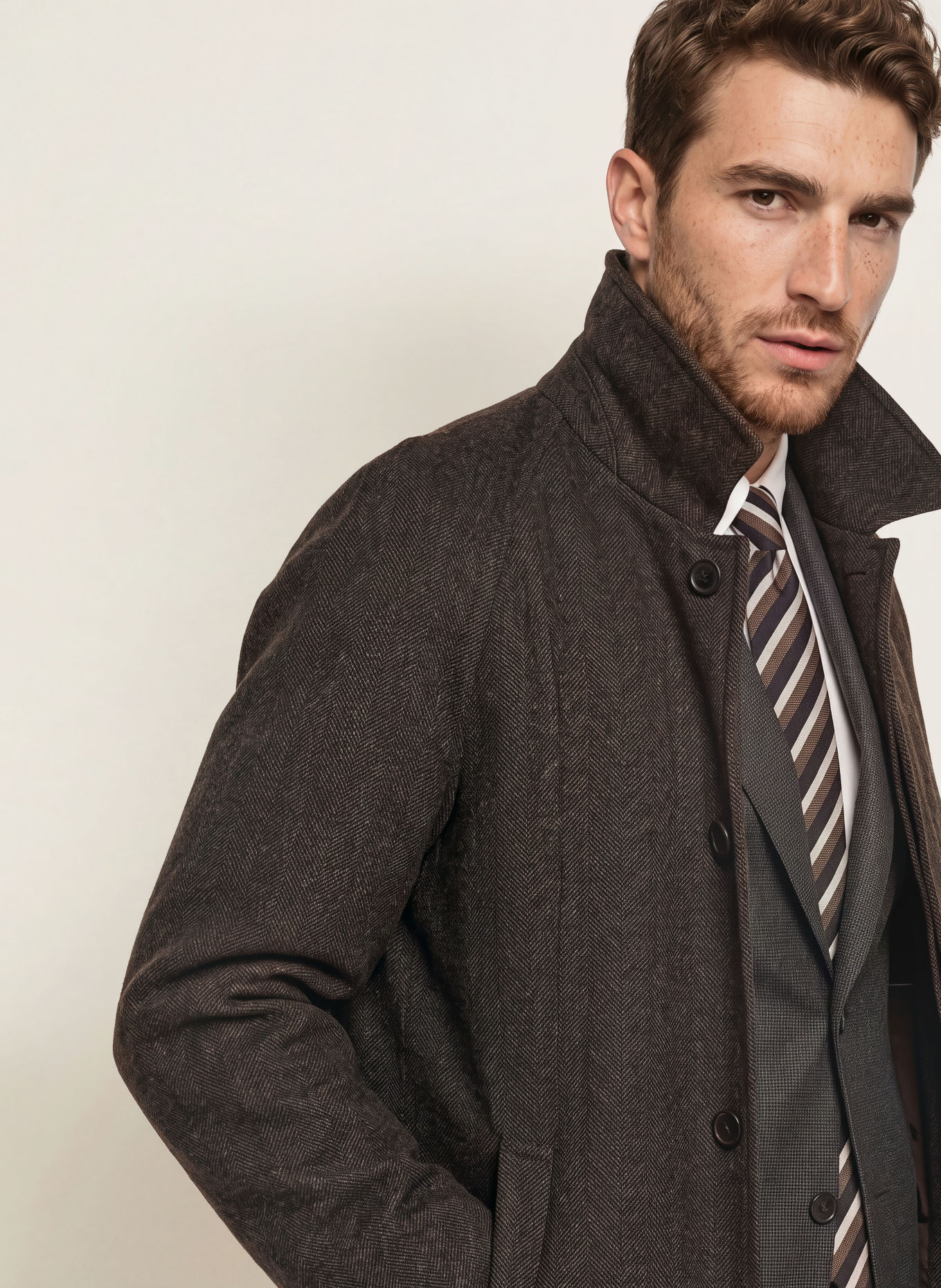 DRESSLER Wollmantel: DUNKELBRAUN