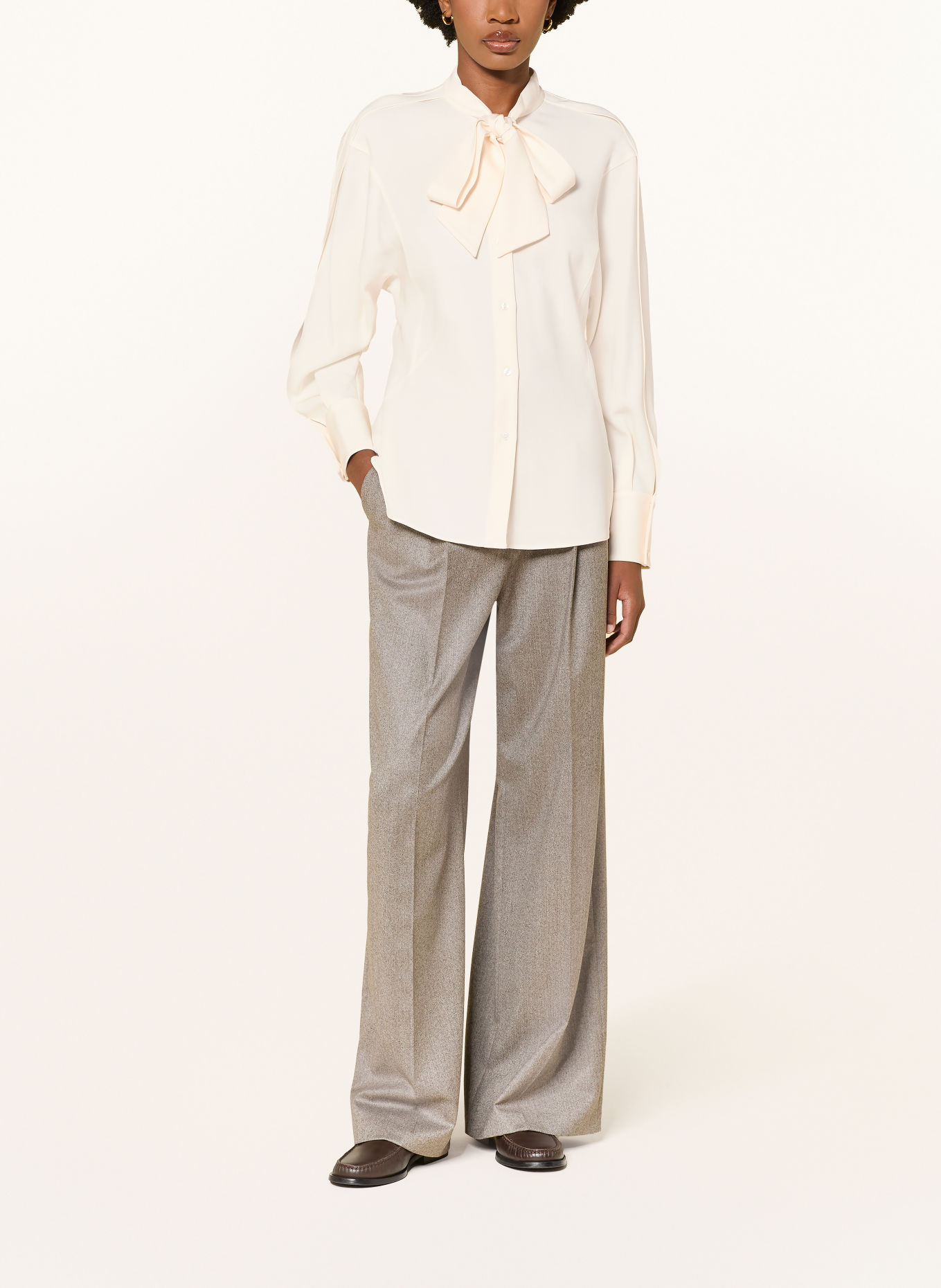 BOSS BORNAZ Tie-neck blouse: CREAM