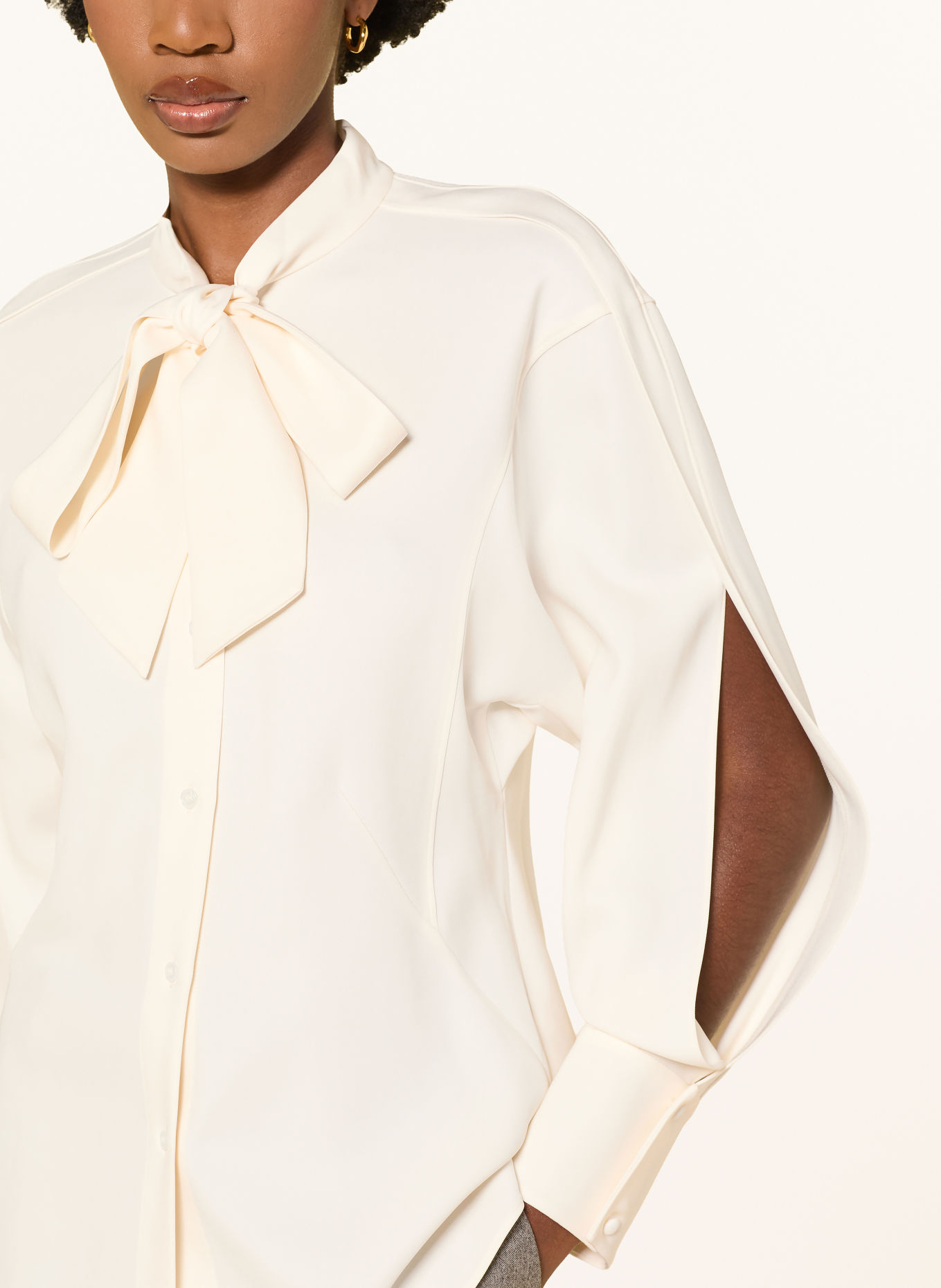 BOSS BORNAZ Tie-neck blouse: CREAM