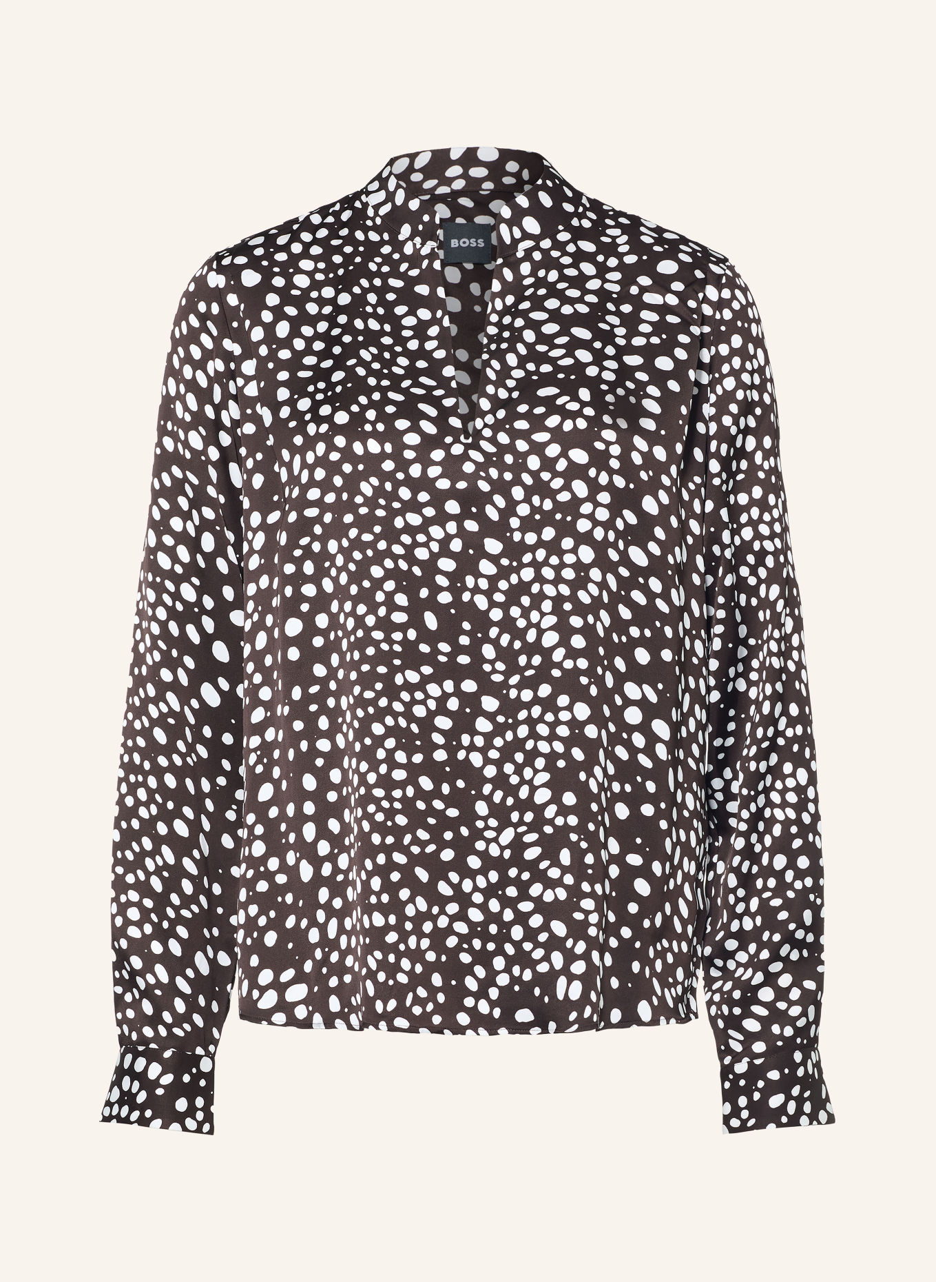 BOSS Blusenshirt BELINDINATI aus Satin: DUNKELBRAUN / WEISS